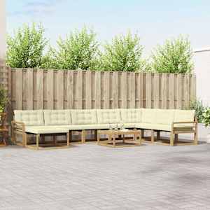 Zunanja garnitura za sedenje 9 pcs Bela in krem 79 x 79 x 37 cm