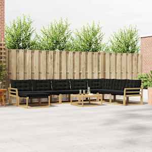 Zunanja garnitura za sedenje 9 pcs Bela in črna 79 x 79 x 37 cm