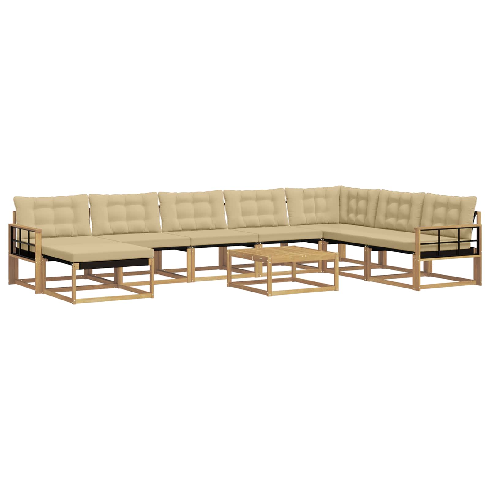 Buiten bankenset 9 pcs Wit en Beige Massief Acaciahout image 2