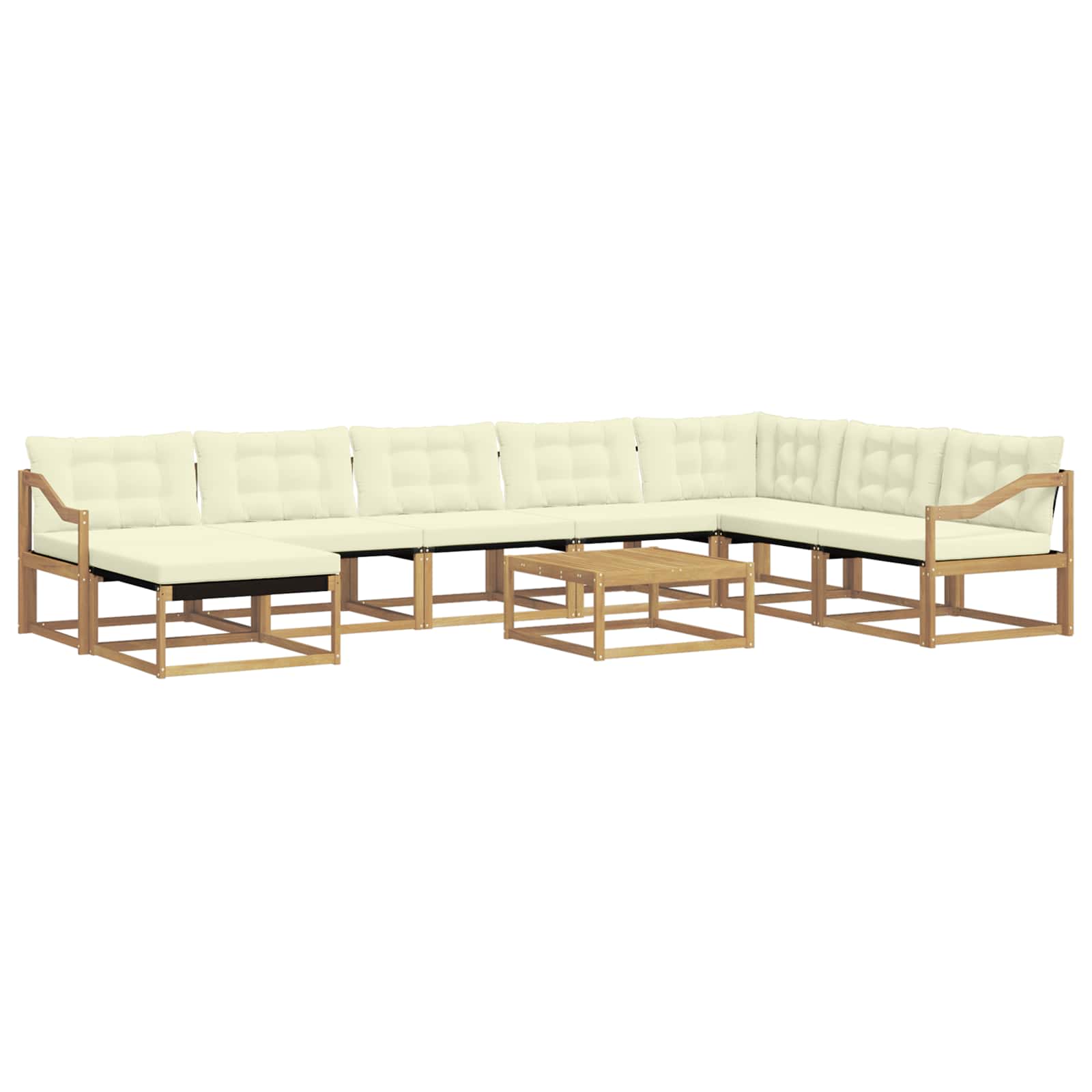 Buiten bankenset 9 pcs Wit en crèmekleurig Massief Acaciahout image 2