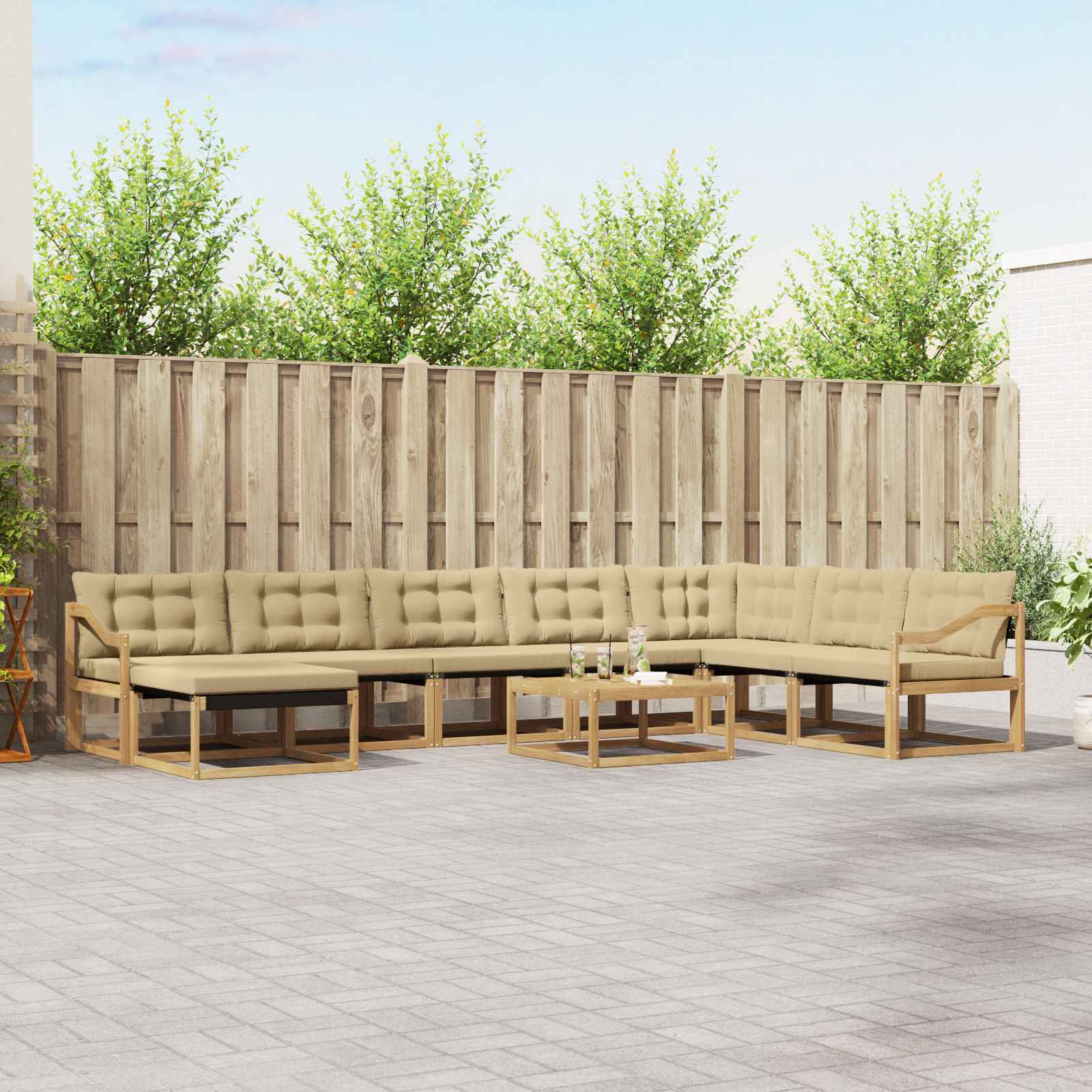 vidaXL Set de canapele de exterior 9 pcs Alb și Bej 79 x 79 x 37 cm