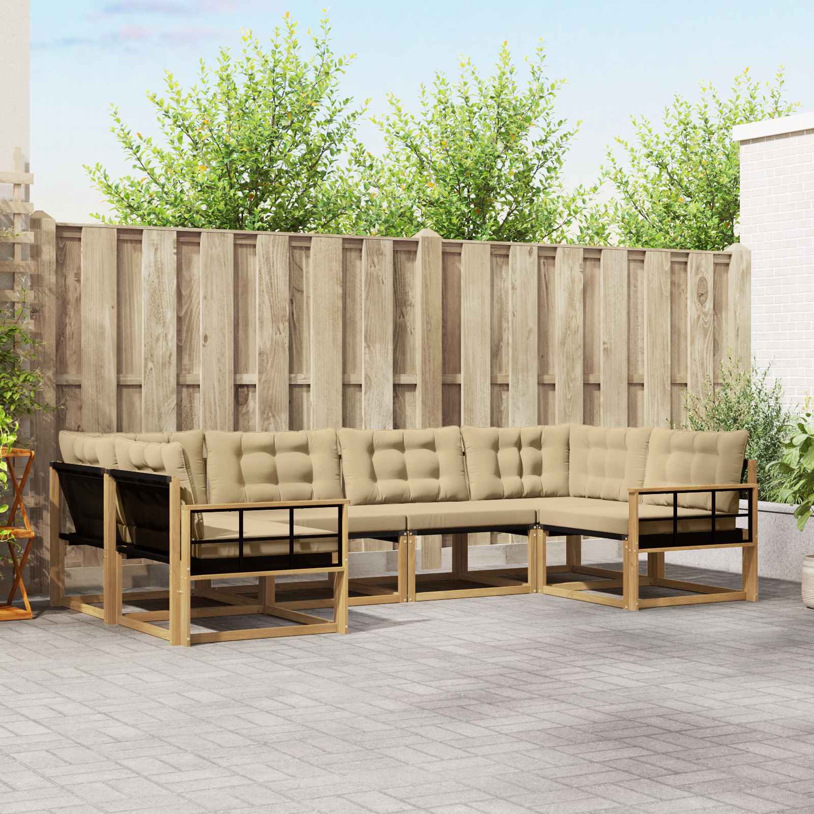 vidaXL Set de canapele de exterior cu pernă 6 pcs Alb și Bej