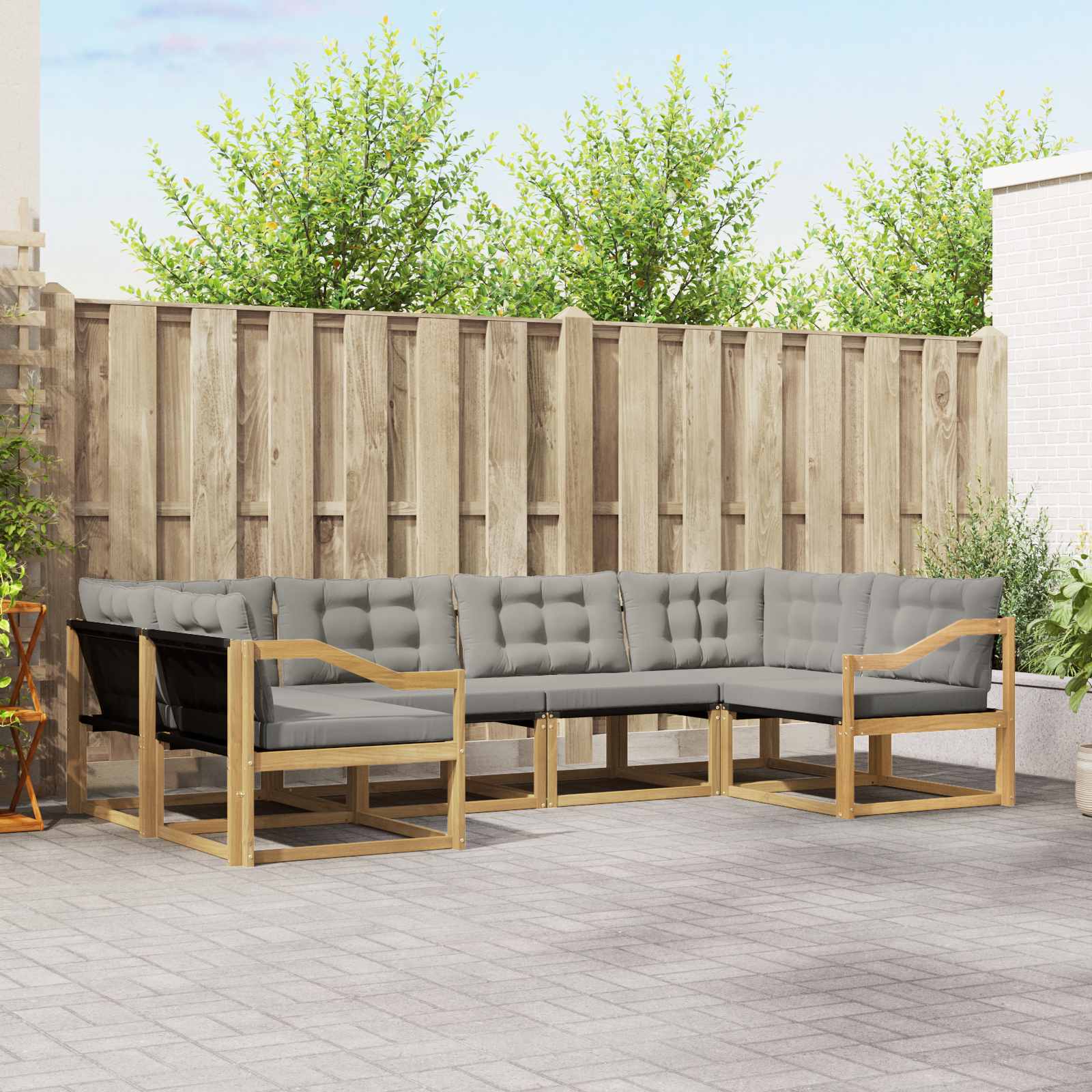 vidaXL Set de canapele de exterior cu pernă 6 pcs Alb și gri deschis