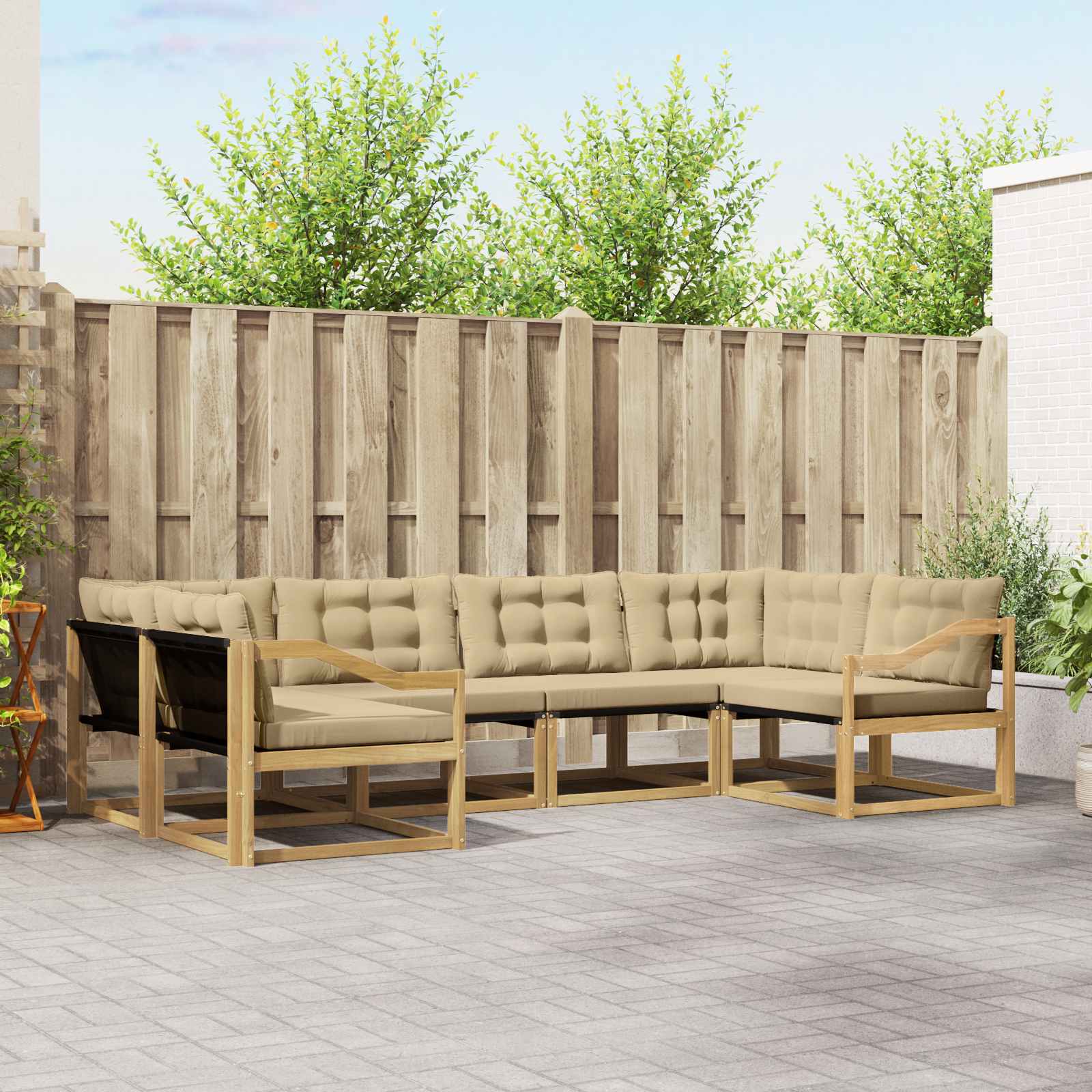 vidaXL Set de canapele de exterior cu pernă 6 pcs Alb și Bej