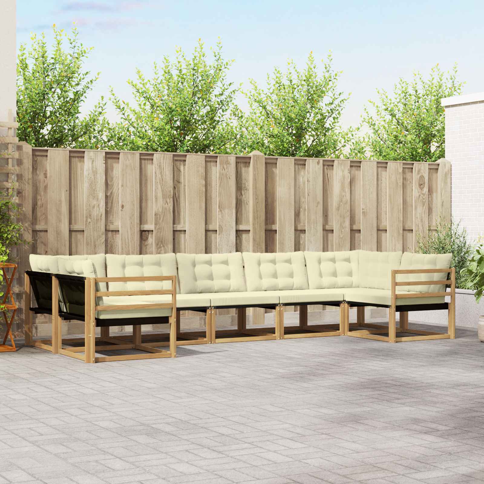 vidaXL Set de canapele de exterior cu pernă 7 pcs Alb și crem