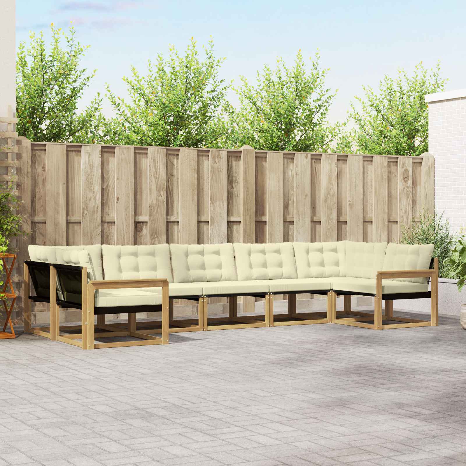 vidaXL Set de canapele de exterior cu pernă 7 pcs Alb și crem