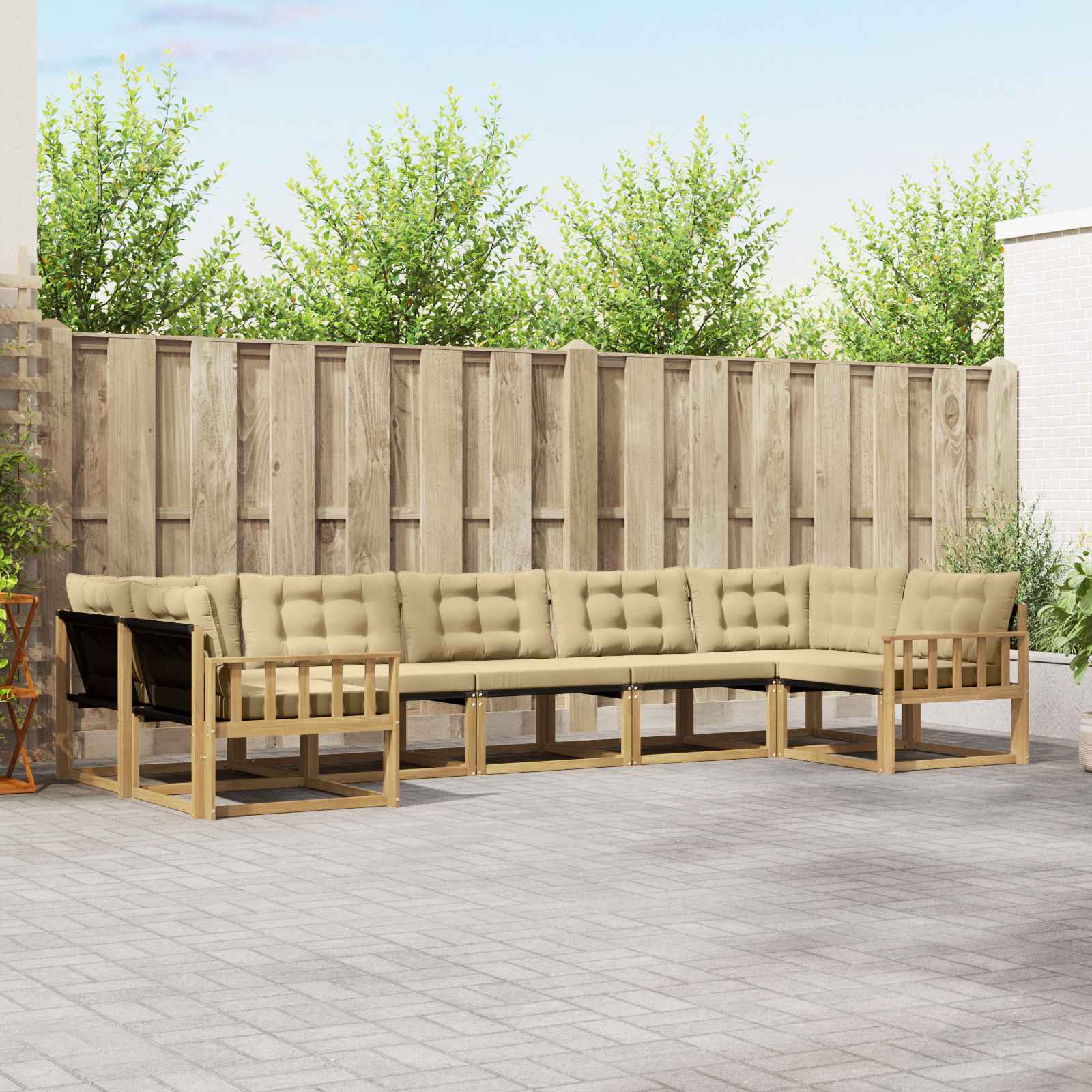vidaXL Set de canapele de exterior cu pernă 7 pcs Alb și Bej