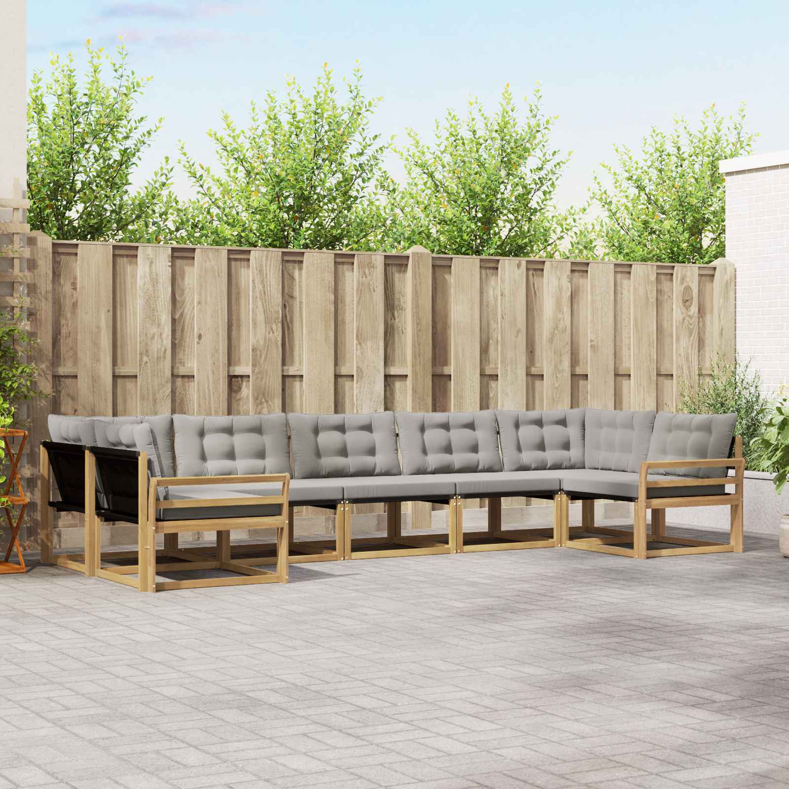 vidaXL Set de canapele de exterior cu pernă 7 pcs Alb și gri deschis