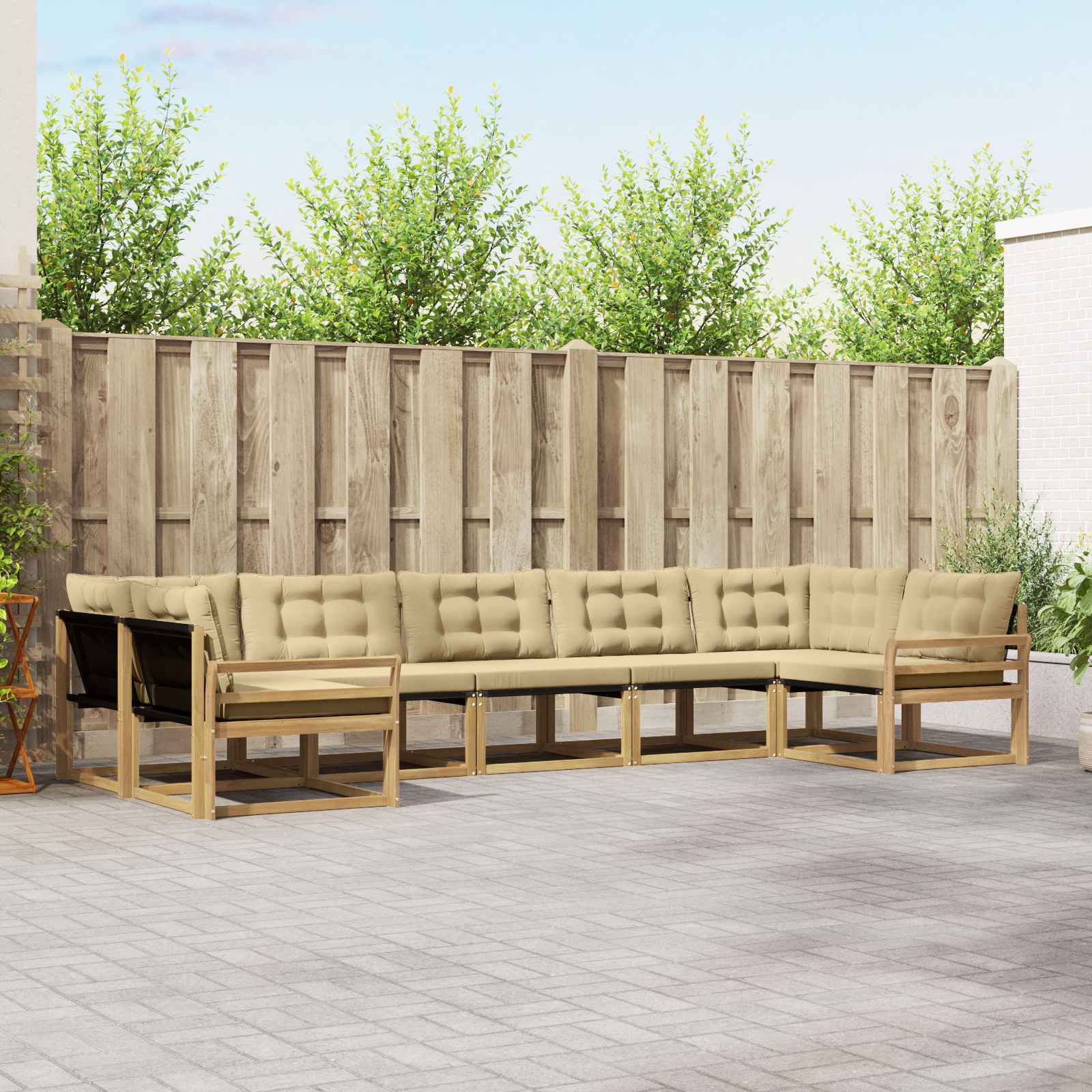 vidaXL Set de canapele de exterior cu pernă 7 pcs Alb și Bej