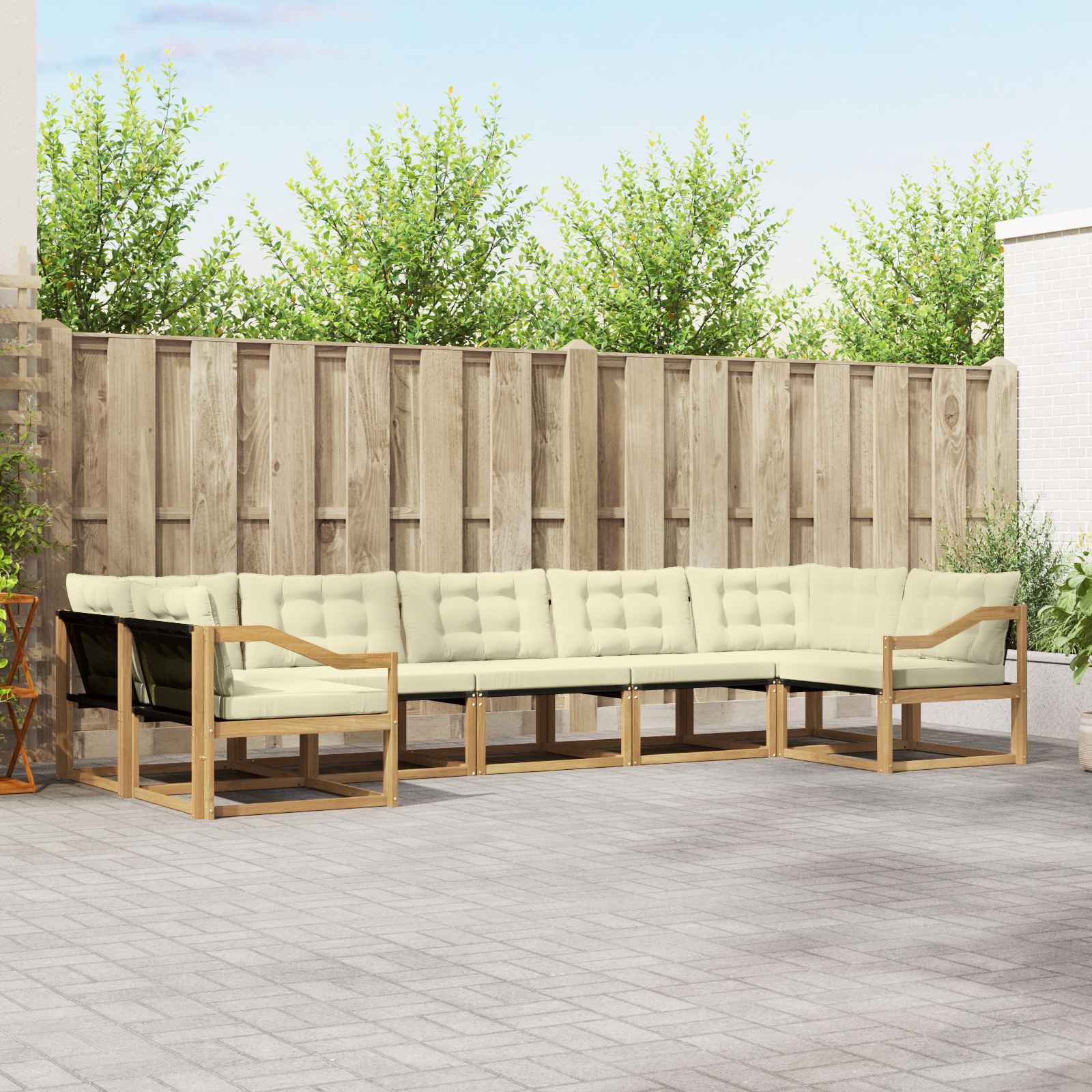 vidaXL Set de canapele de exterior cu pernă 7 pcs Alb și crem