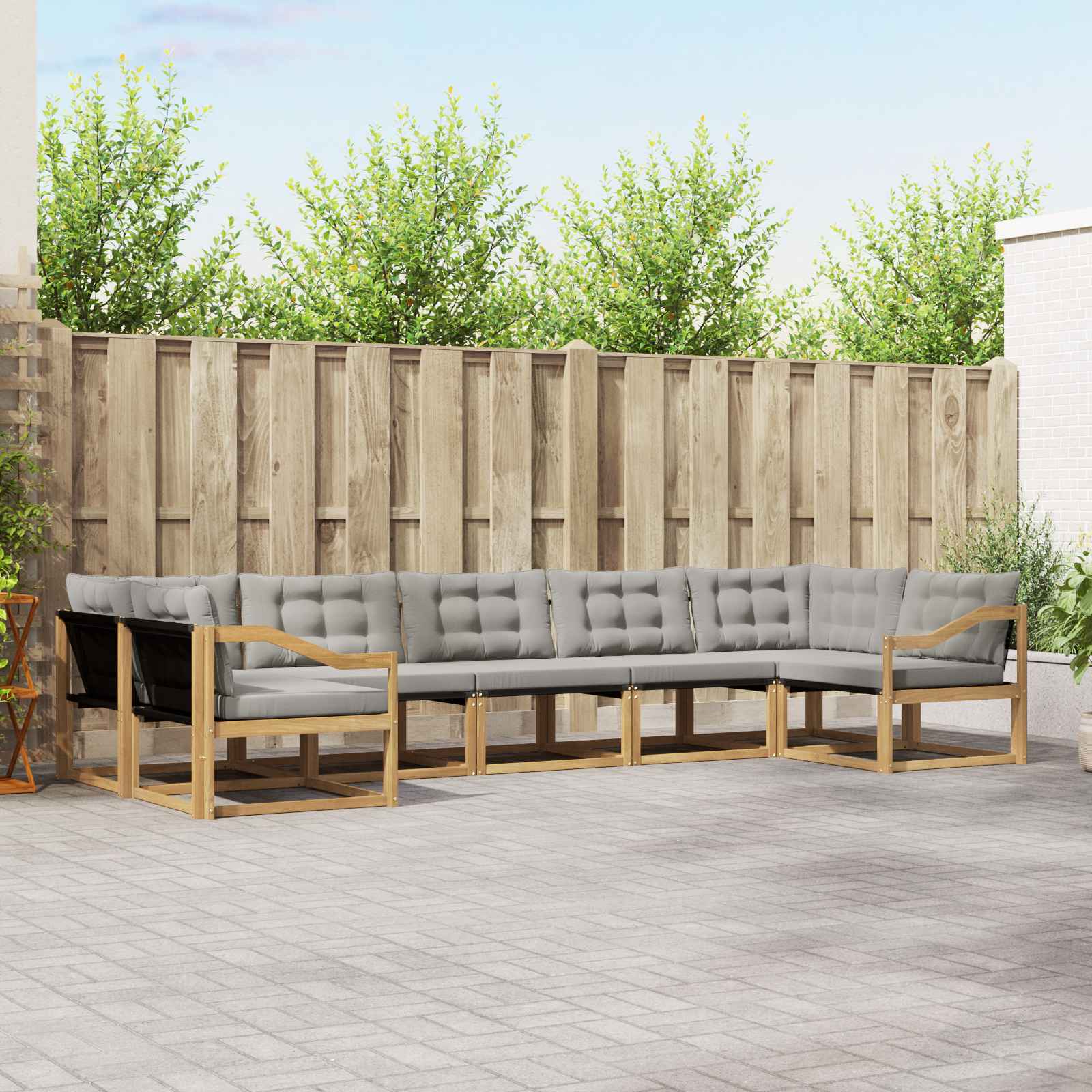 vidaXL Set de canapele de exterior cu pernă 7 pcs Alb și gri deschis
