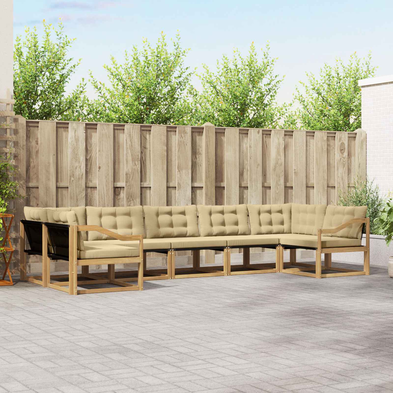 vidaXL Set de canapele de exterior cu pernă 7 pcs Alb și Bej