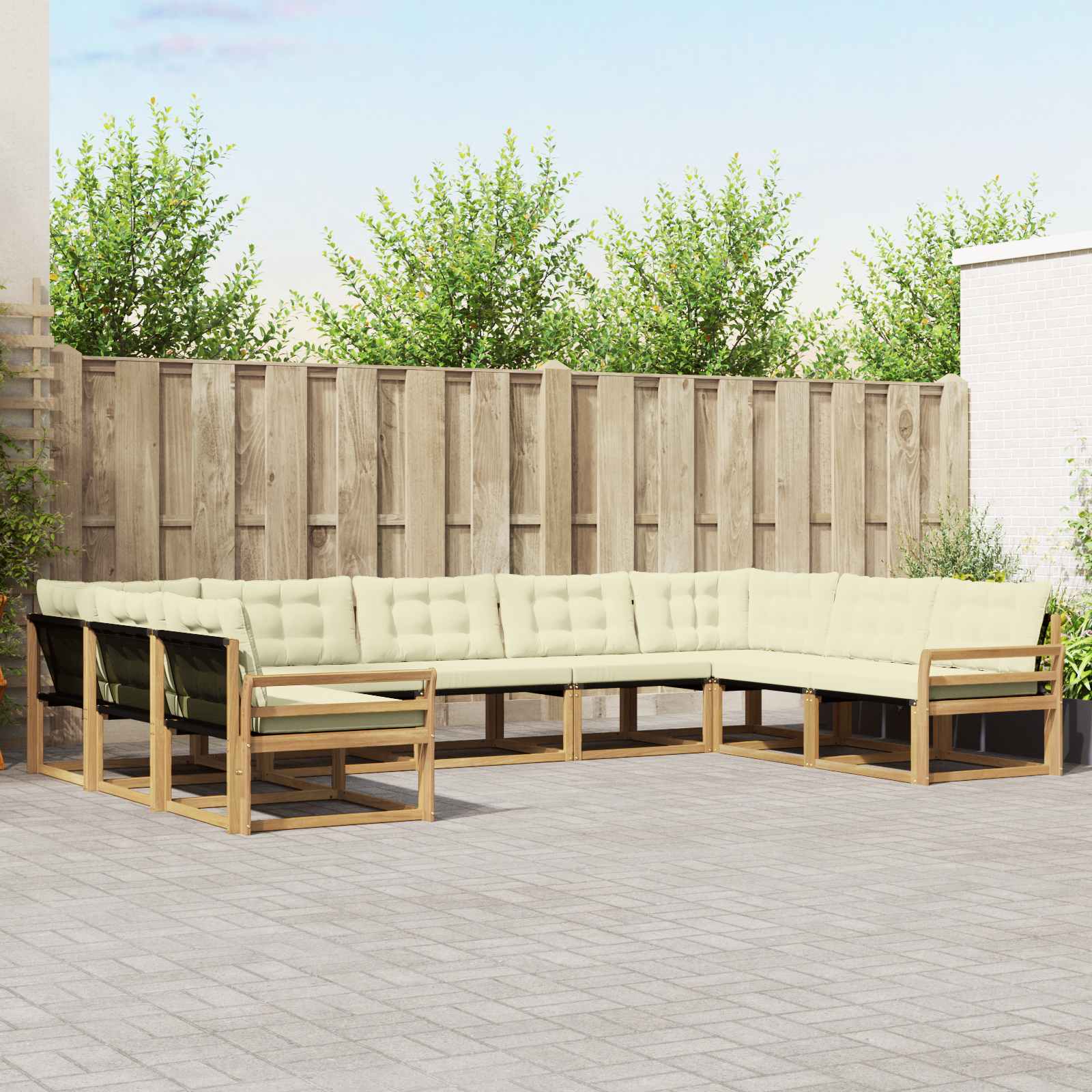 vidaXL Set de canapele de exterior cu pernă 9 pcs Alb și crem