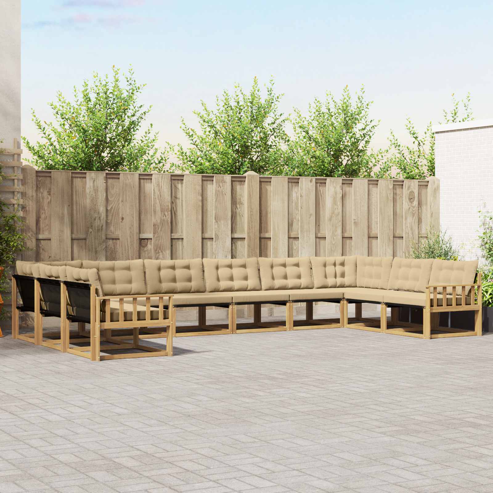 vidaXL Set de canapele de exterior cu pernă 10 pcs Alb și Bej