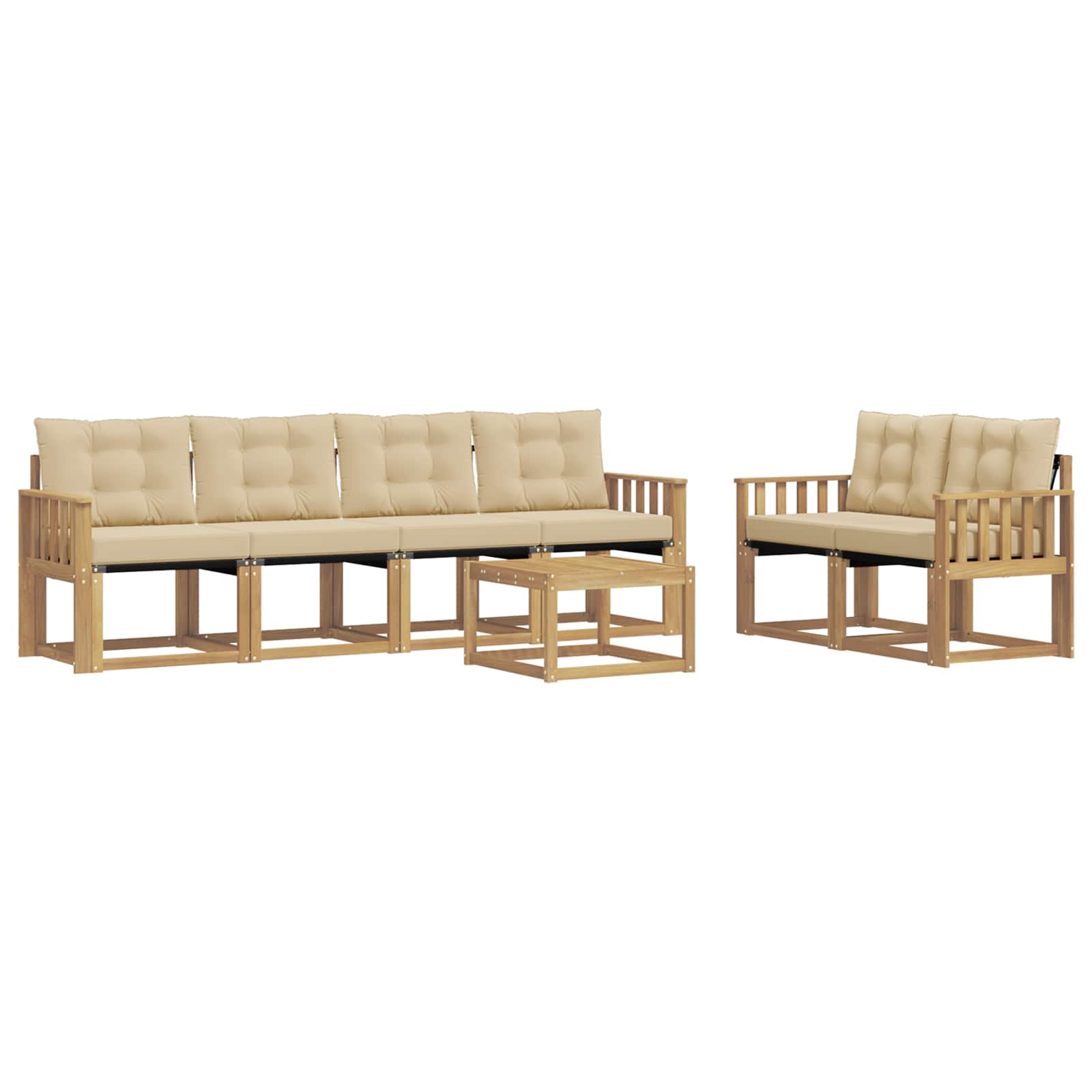 Zunanja garnitura za sedenje z blazino 7 pcs Bela in bež - slika 2