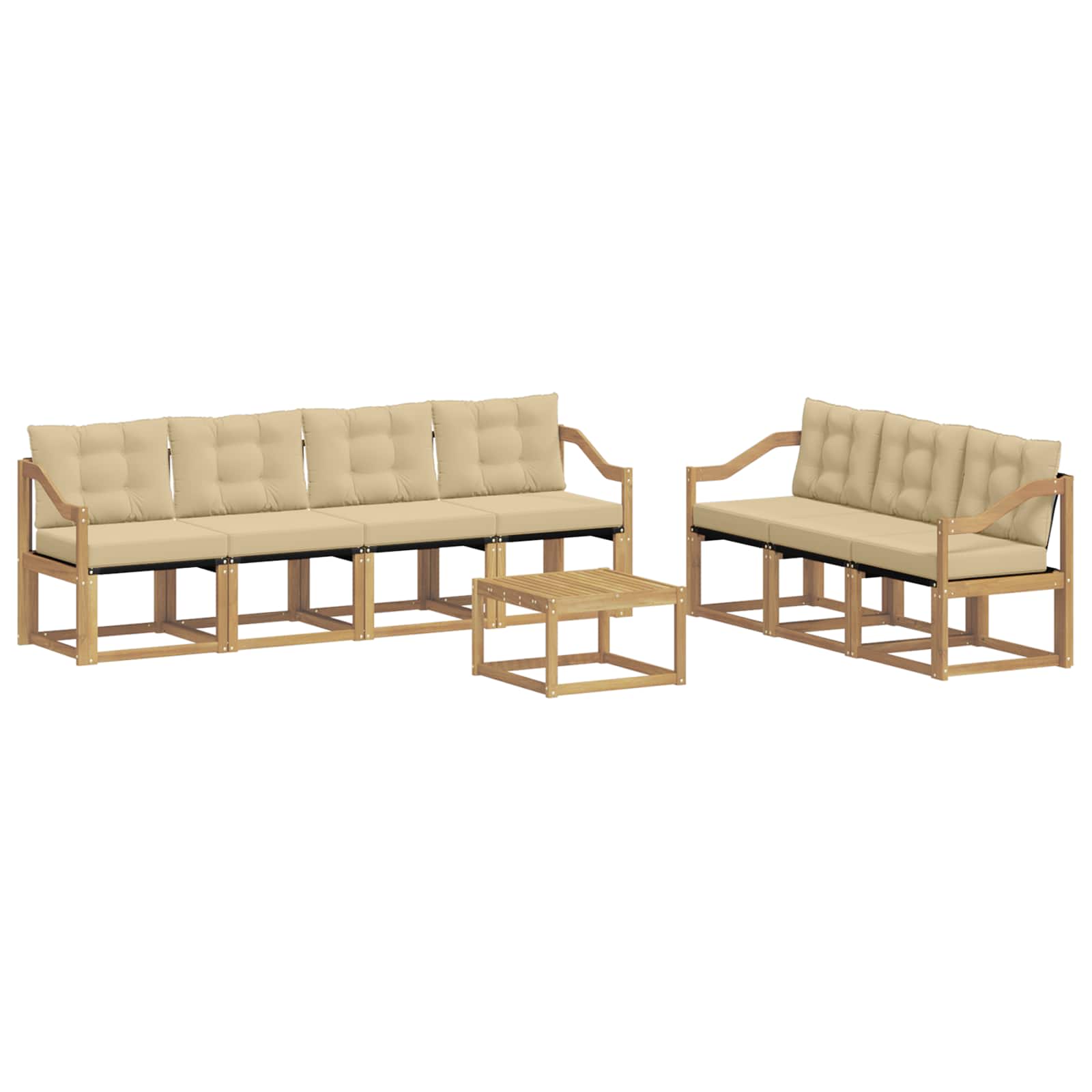 vidaXL Buiten bankenset 8 st 7-zits Wit en Beige, foto 3