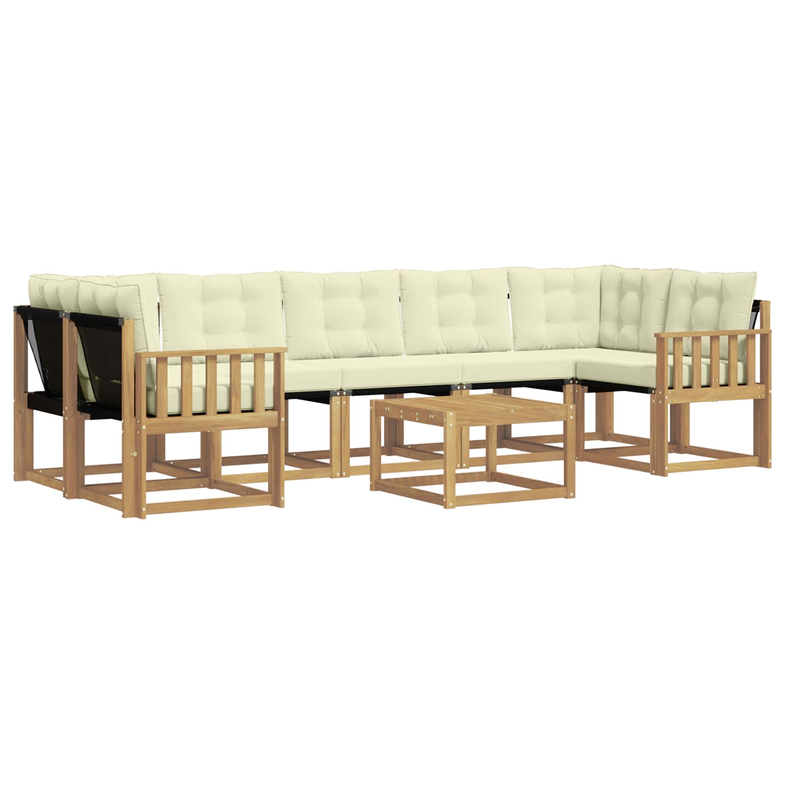 Buiten bankenset 8 pcs Massief Acaciahout en Textilene image 2