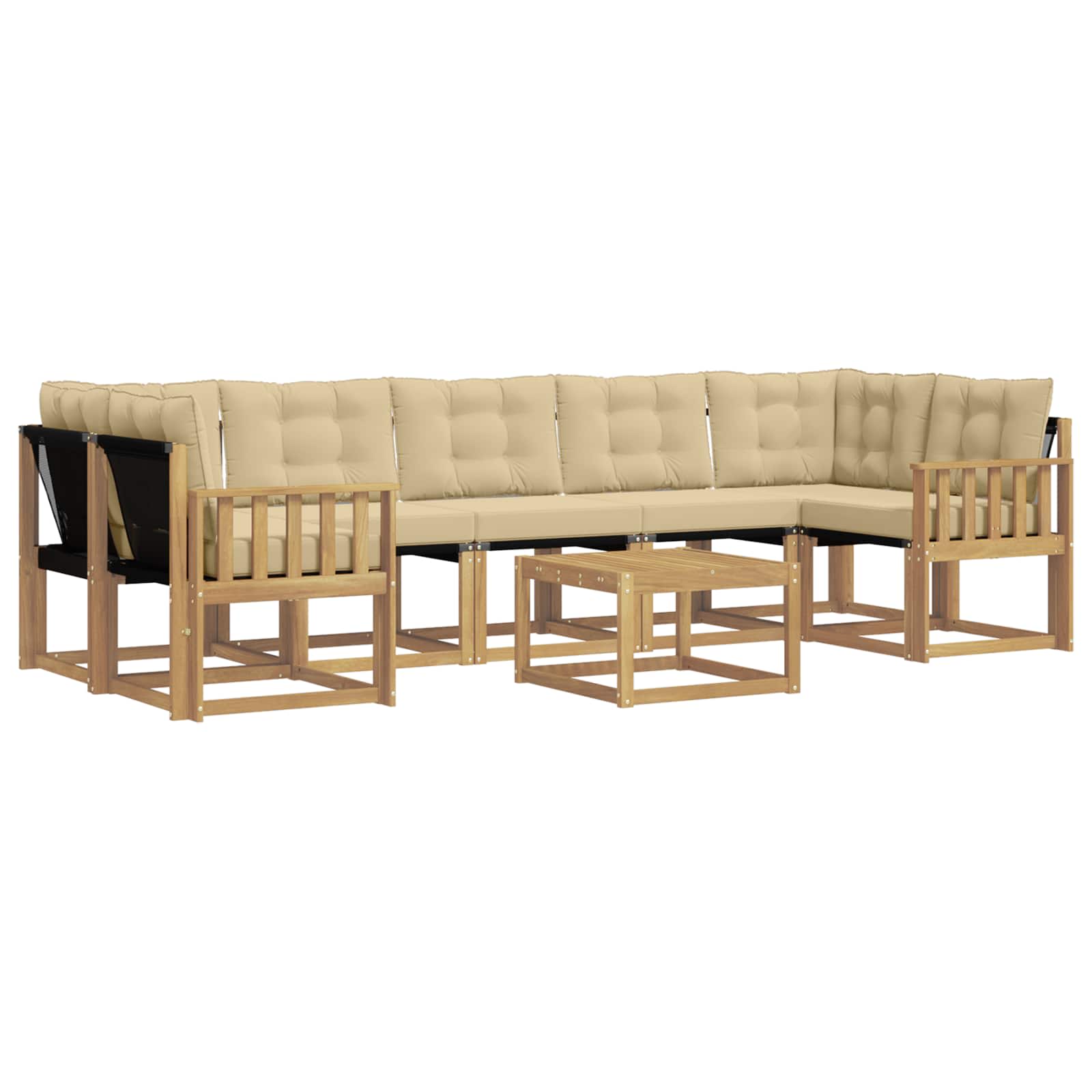 Zunanja garnitura za sedenje z blazino 8 pcs Bela in bež - slika 2