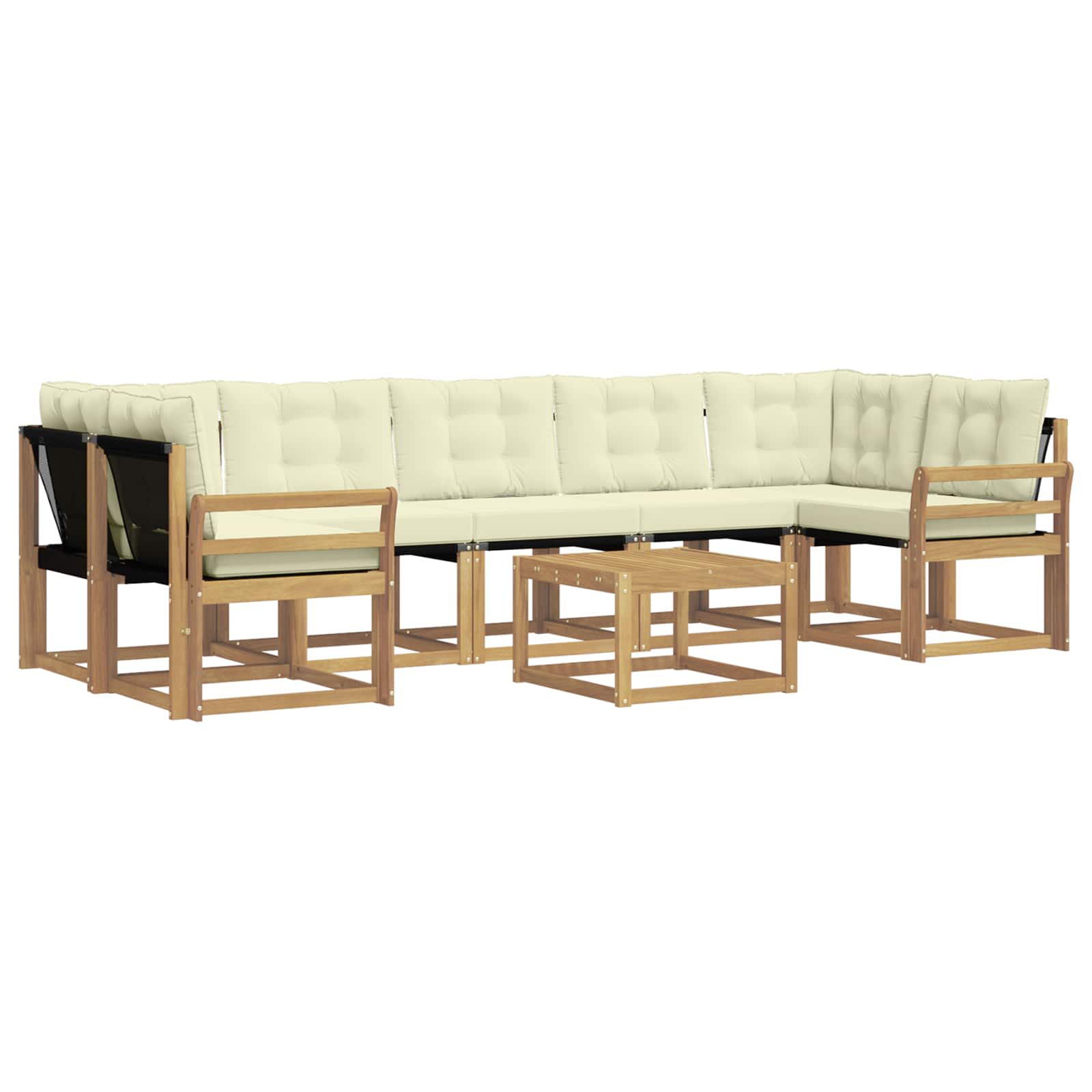 Zunanja garnitura za sedenje z blazino 8 pcs Bela in krem - slika 2