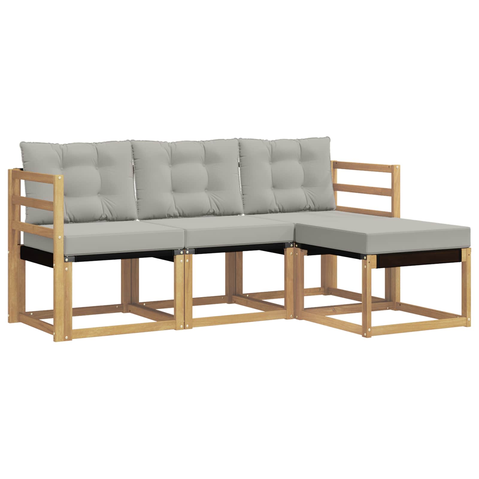 Zunanja garnitura za sedenje 4 pcs Bela in svetlo siva - slika 2