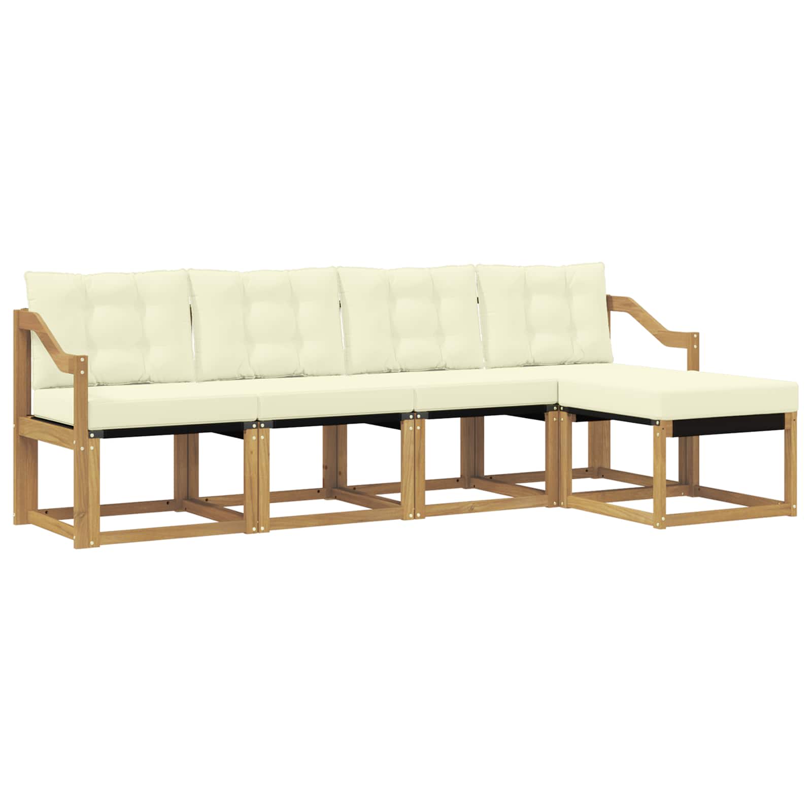 Zunanja garnitura za sedenje z blazino 5 pcs Bela in krem - slika 2