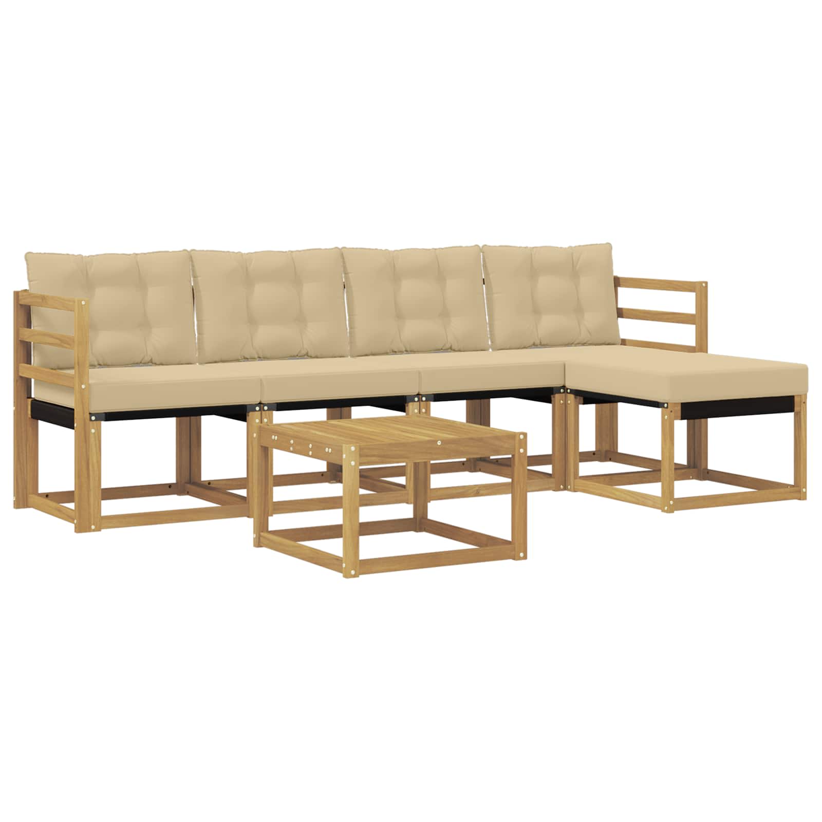Zunanja garnitura za sedenje z blazino 6 pcs Bela in bež - slika 2