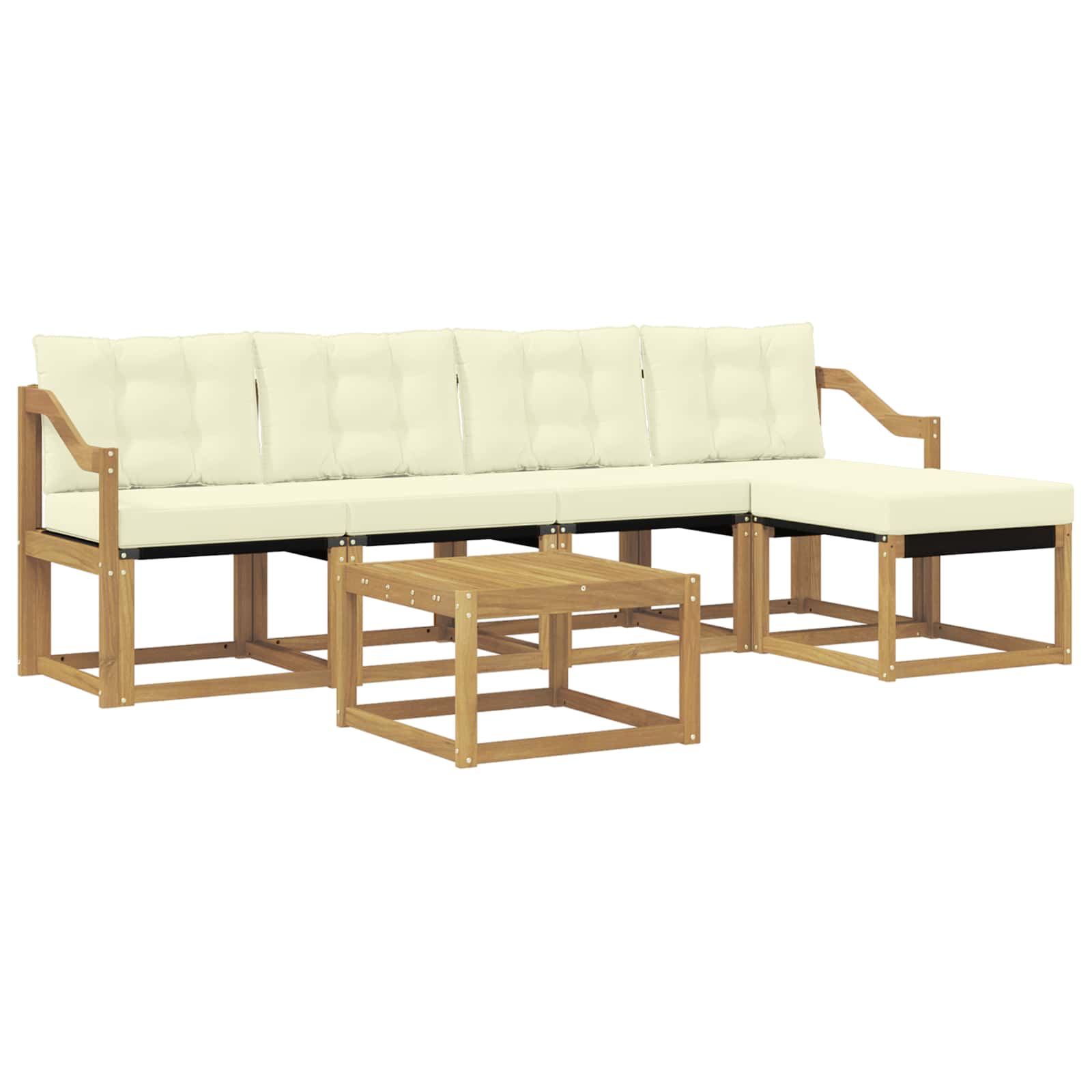 Zunanja garnitura za sedenje z blazino 6 pcs Bela in krem - slika 2