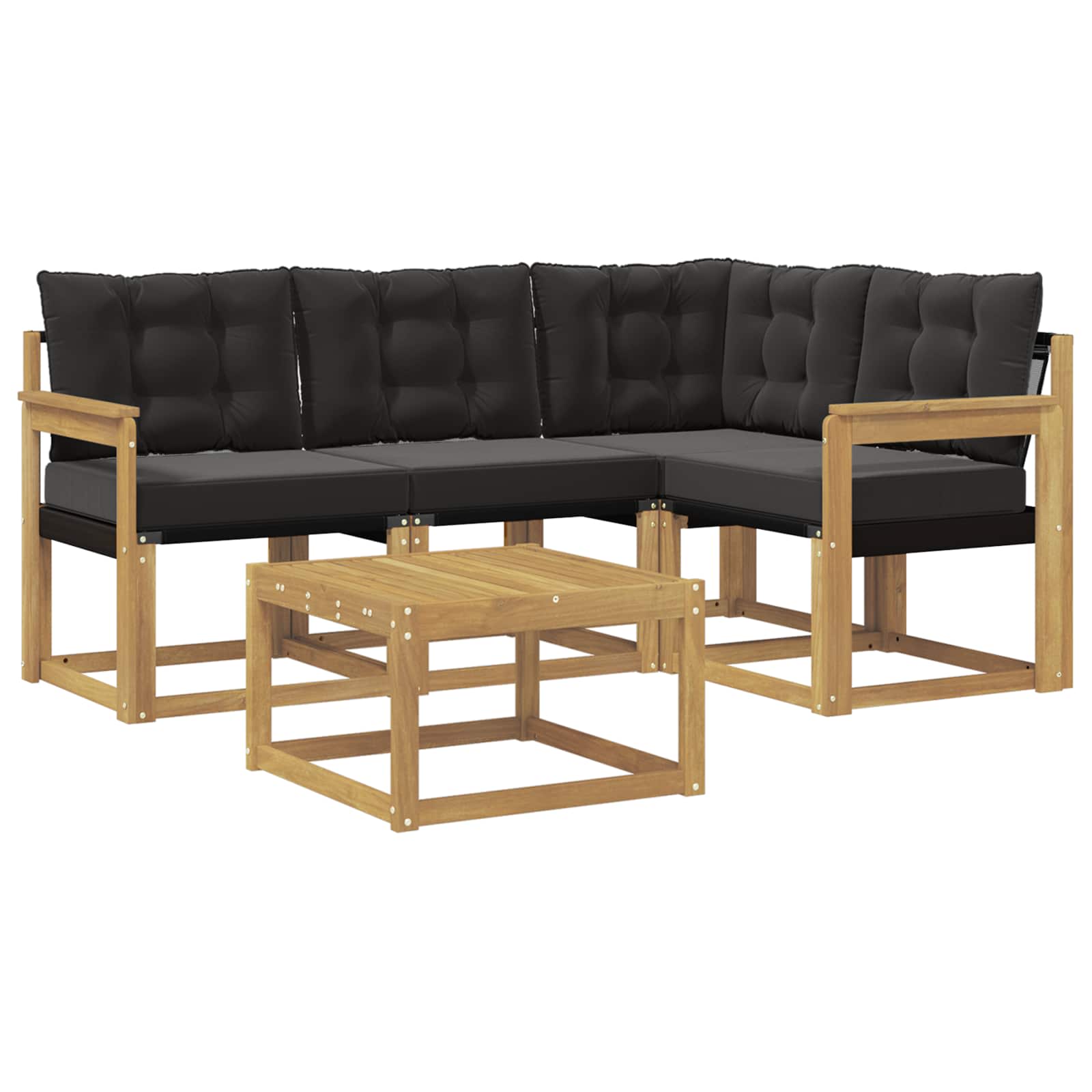 VidaXL Buiten Bank Set Met Kussen 5 Pcs Wit En Zwart