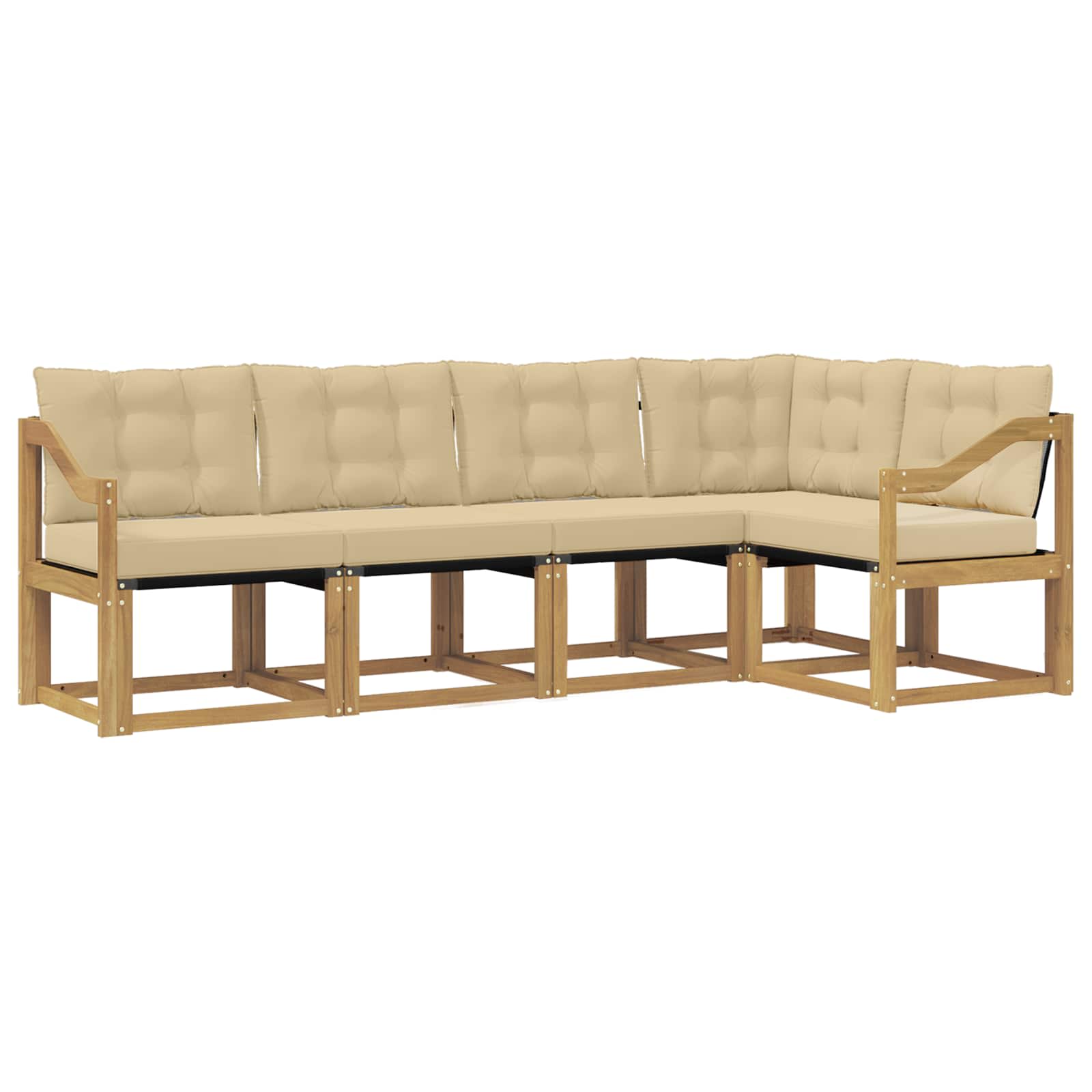 vidaXL Buiten bankenset 5 st 5-zits Wit en Beige, foto 3