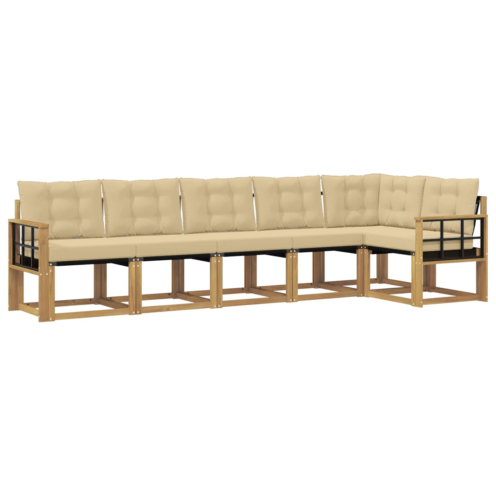 vidaXL Buiten bankenset 6 st 6-zits Wit en Beige, foto 3