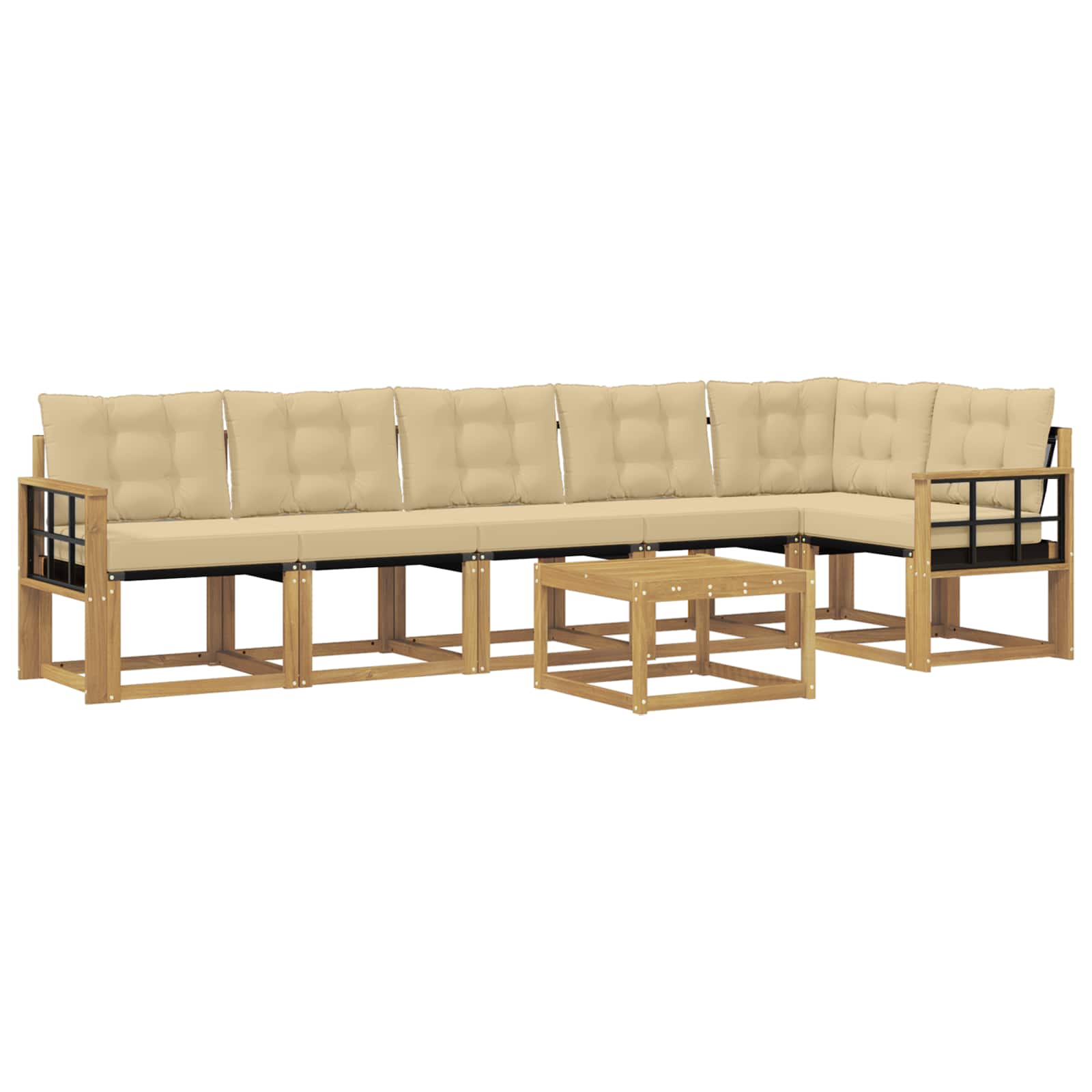 vidaXL Buiten bankenset 7 st 6-zits Wit en Beige, foto 3
