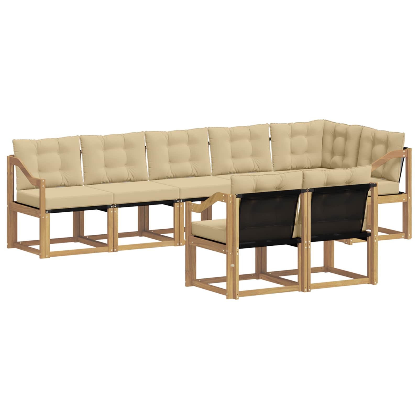 vidaXL Buiten bankenset 8 st 7-zits Wit en Beige, foto 3