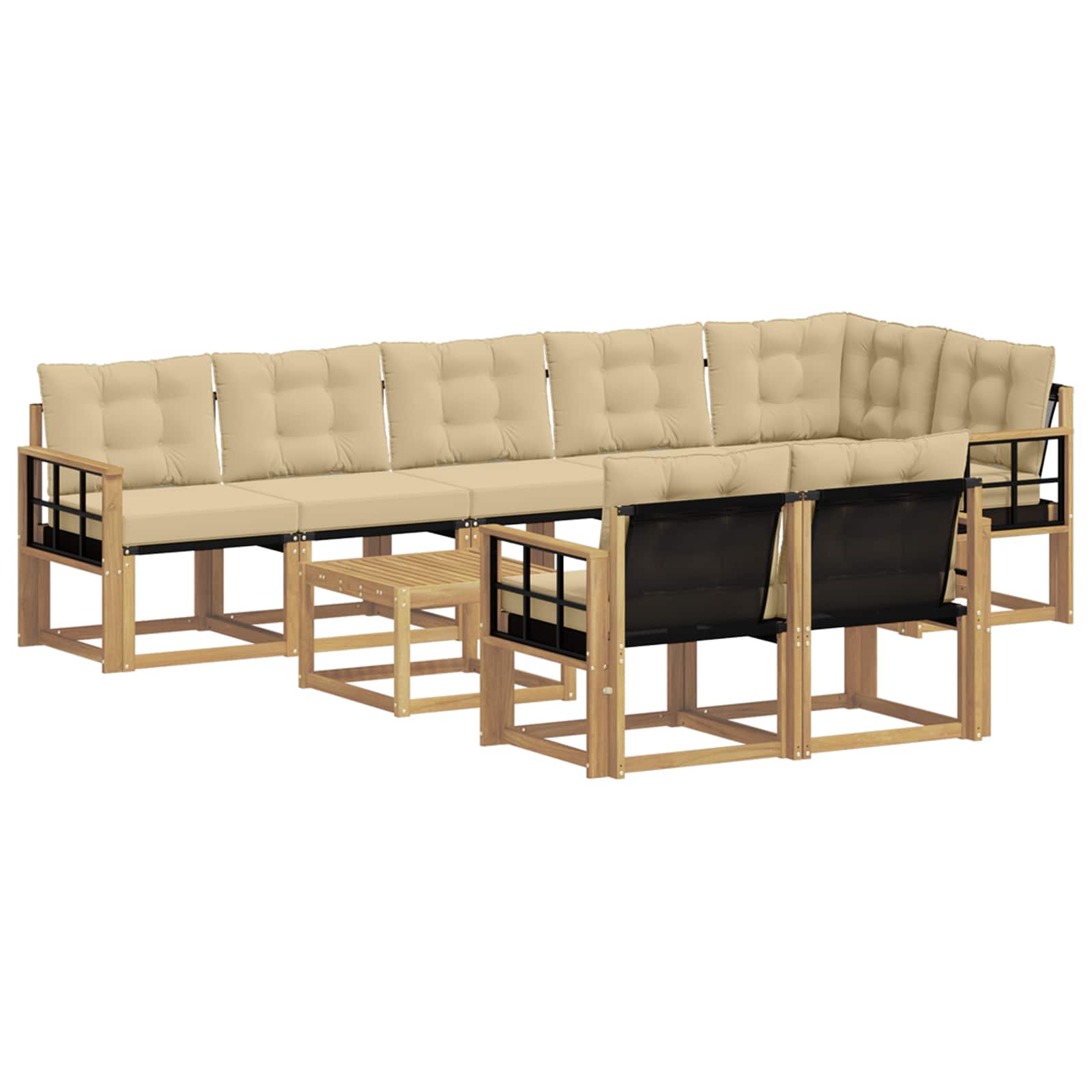 vidaXL Buiten bankenset 9 st 8-zits Wit en Beige, foto 3