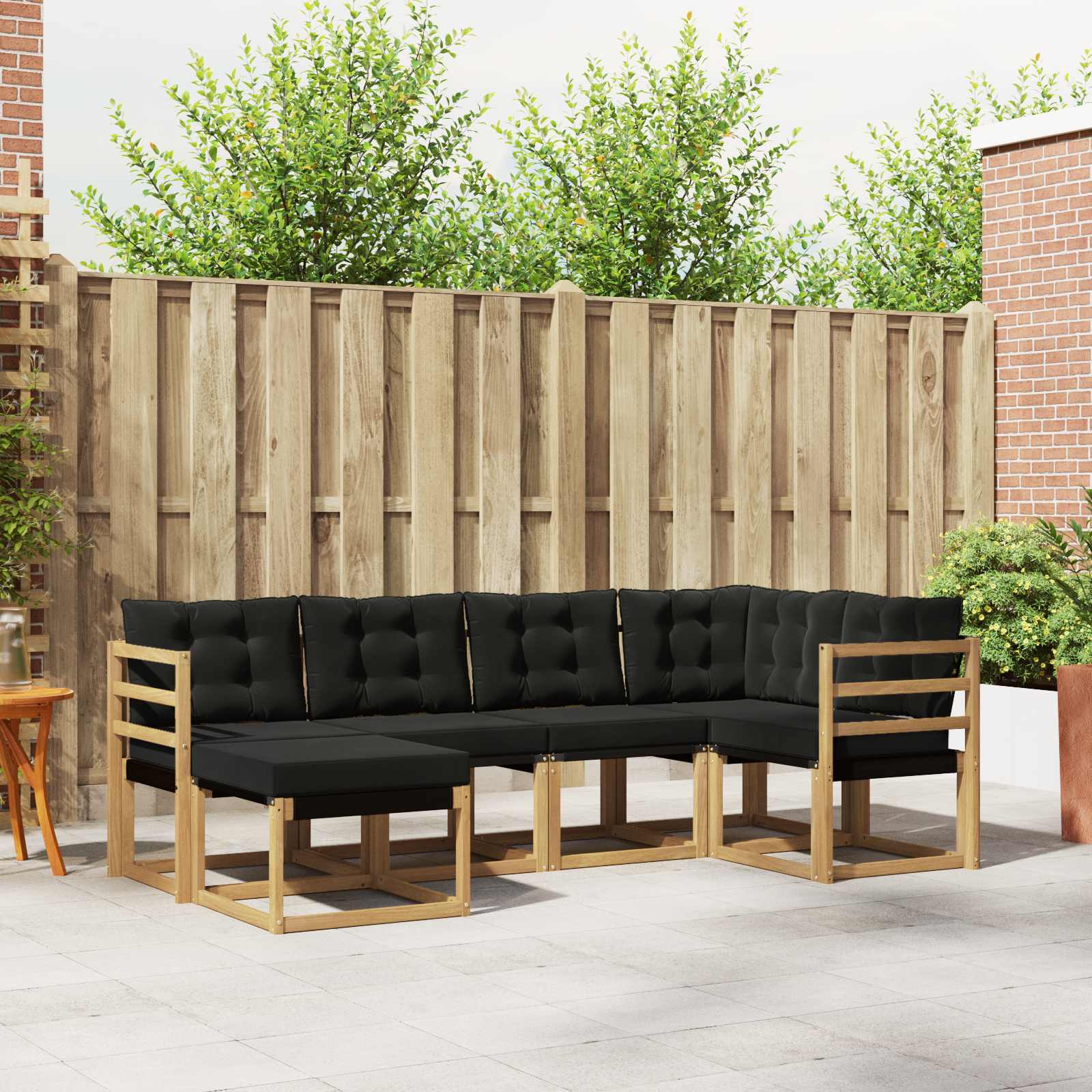 vidaXL Set de canapele de exterior cu pernă 6 pcs Alb și negru