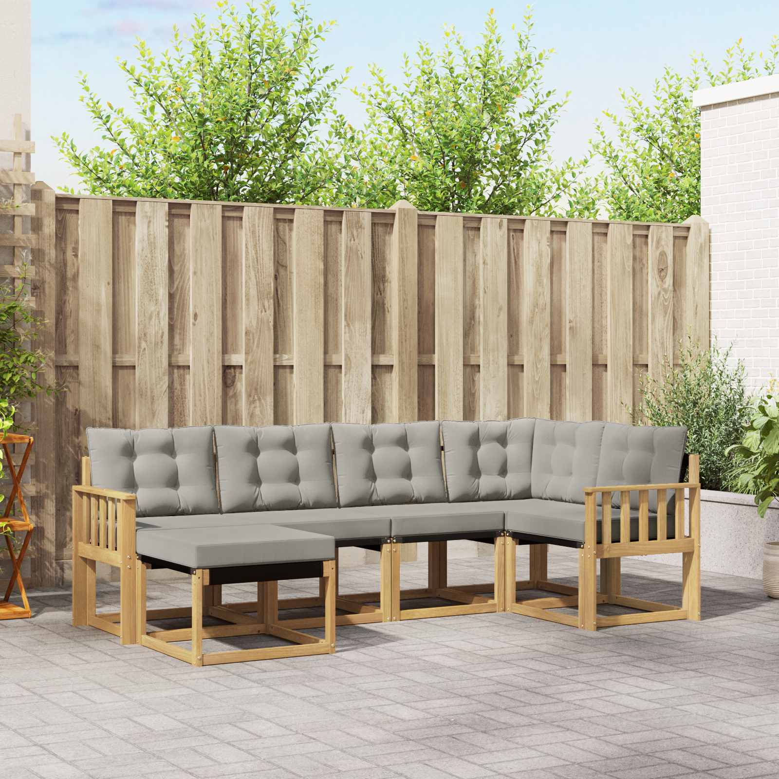 vidaXL Set de canapele de exterior cu pernă 6 pcs Alb și gri deschis