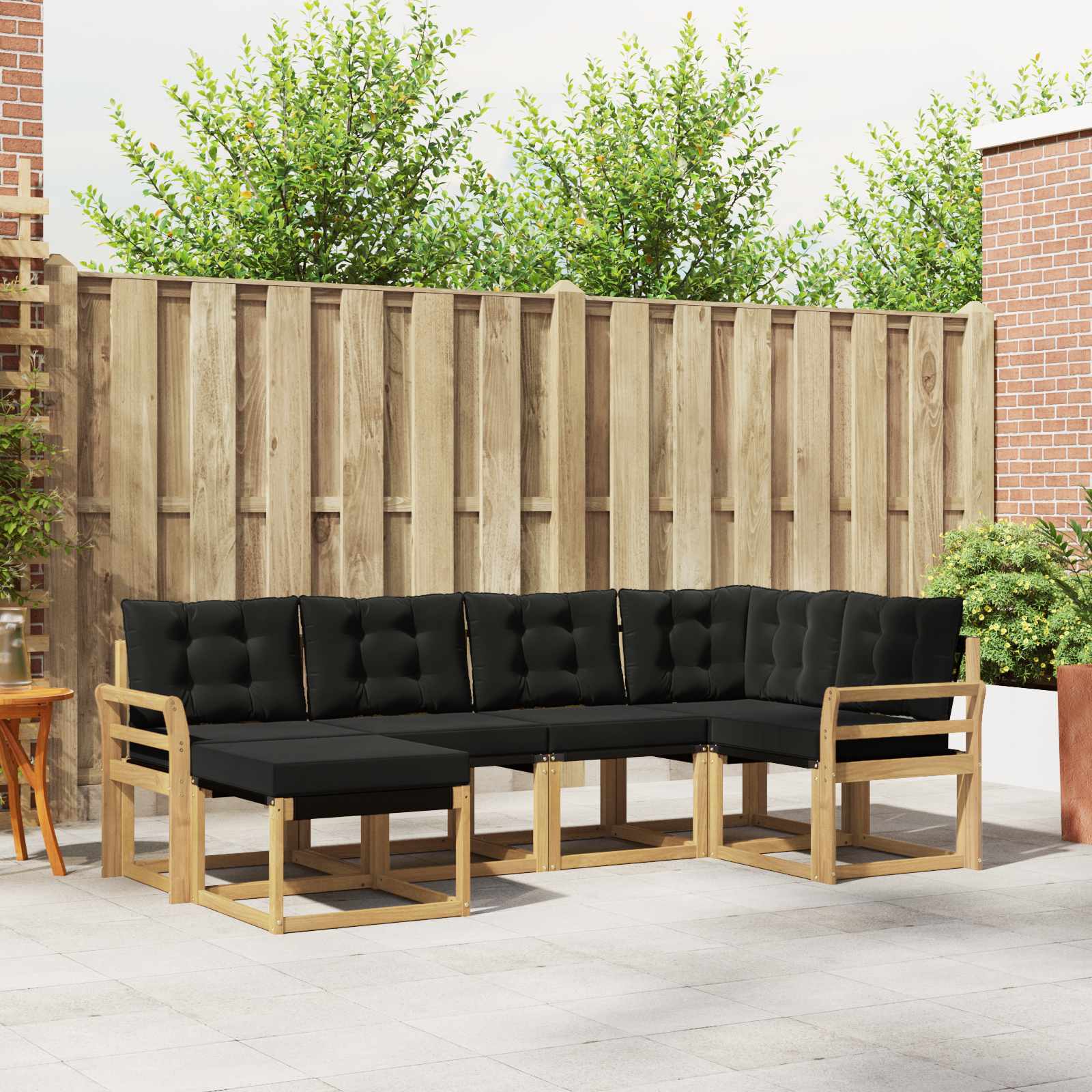 vidaXL Set de canapele de exterior cu pernă 6 pcs Alb și negru