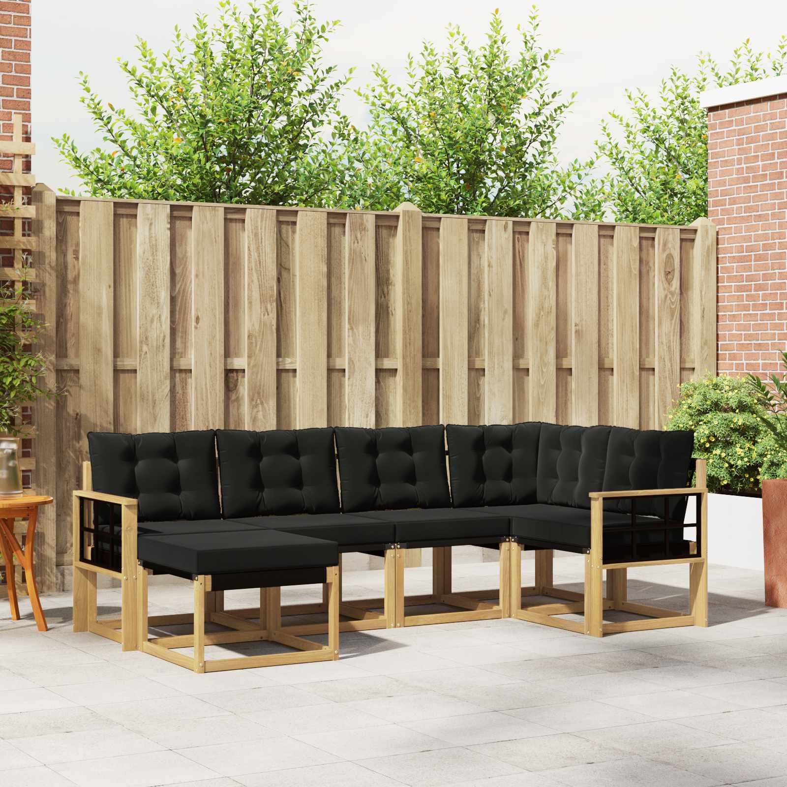 vidaXL Set de canapele de exterior cu pernă 6 pcs Alb și negru