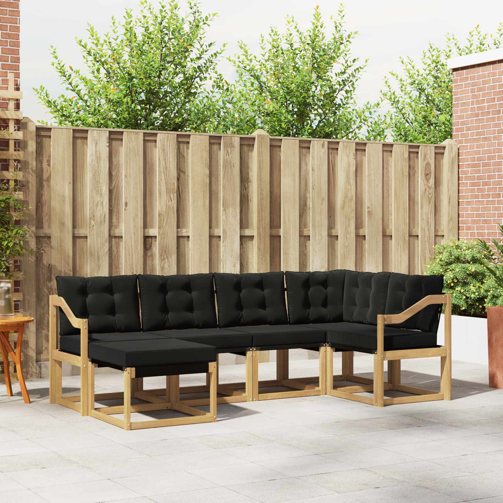 vidaXL Set de canapele de exterior cu pernă 6 pcs Alb și negru