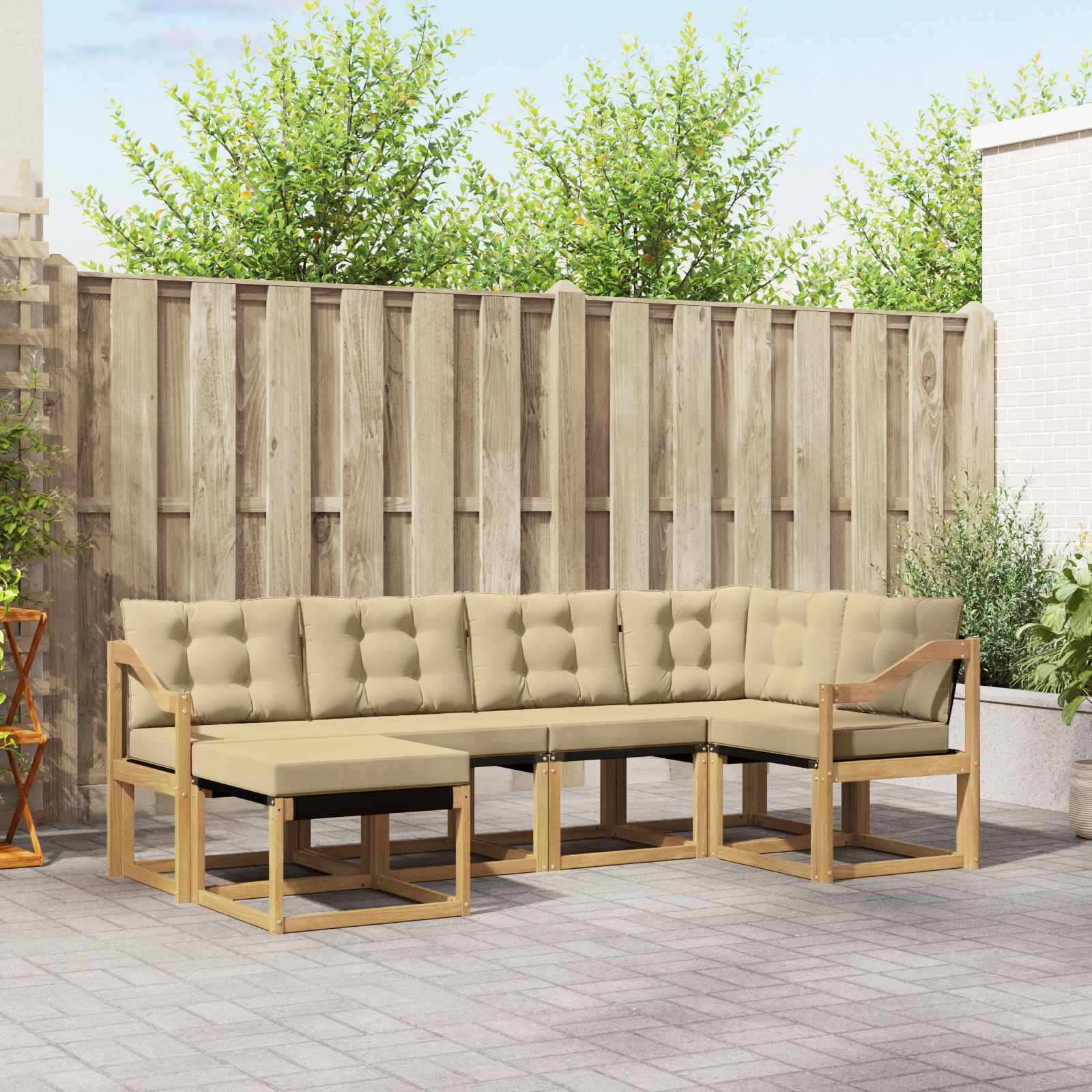 vidaXL Set de canapele de exterior cu pernă 6 pcs Alb și Bej