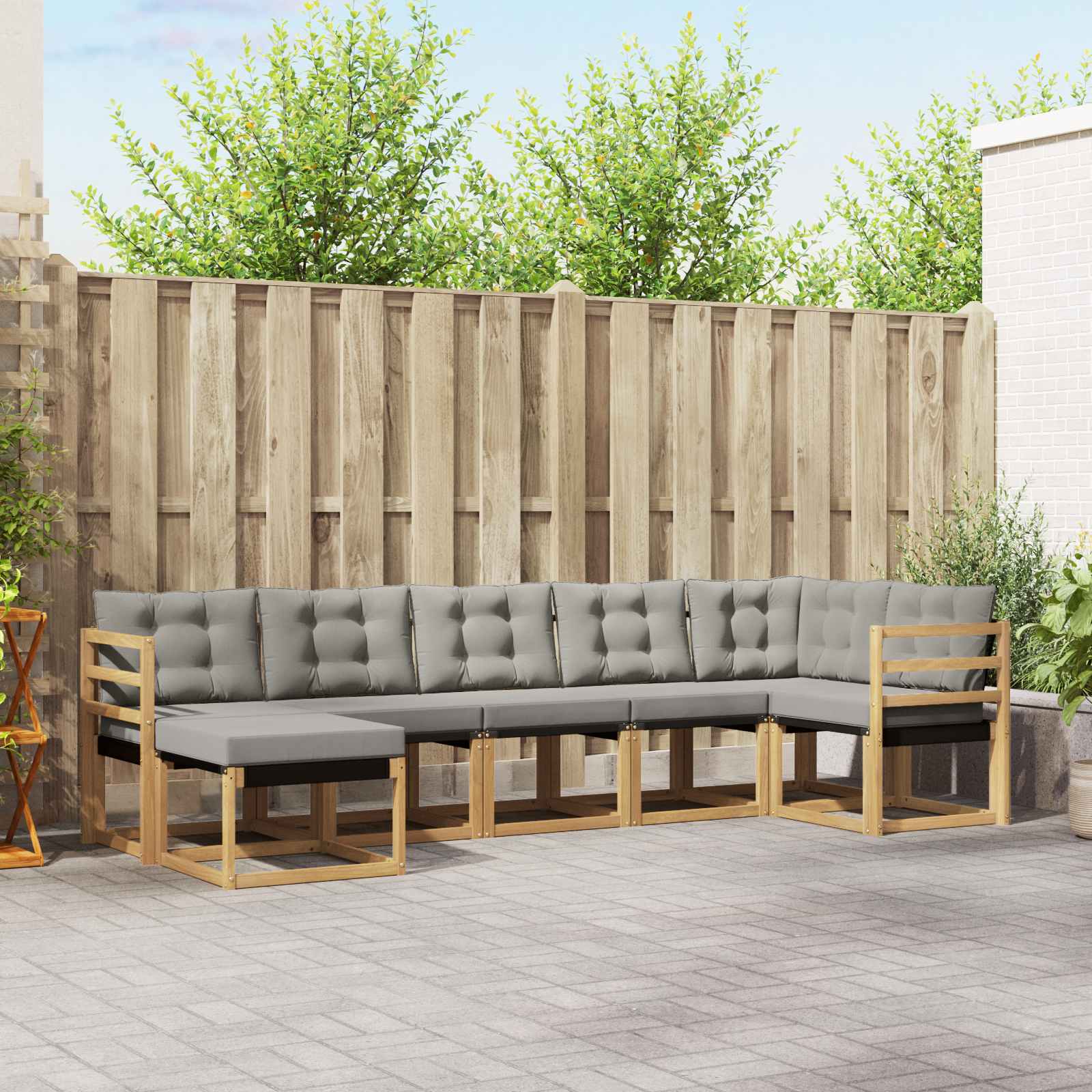 vidaXL Set de canapele de exterior cu pernă 7 pcs Alb și gri deschis