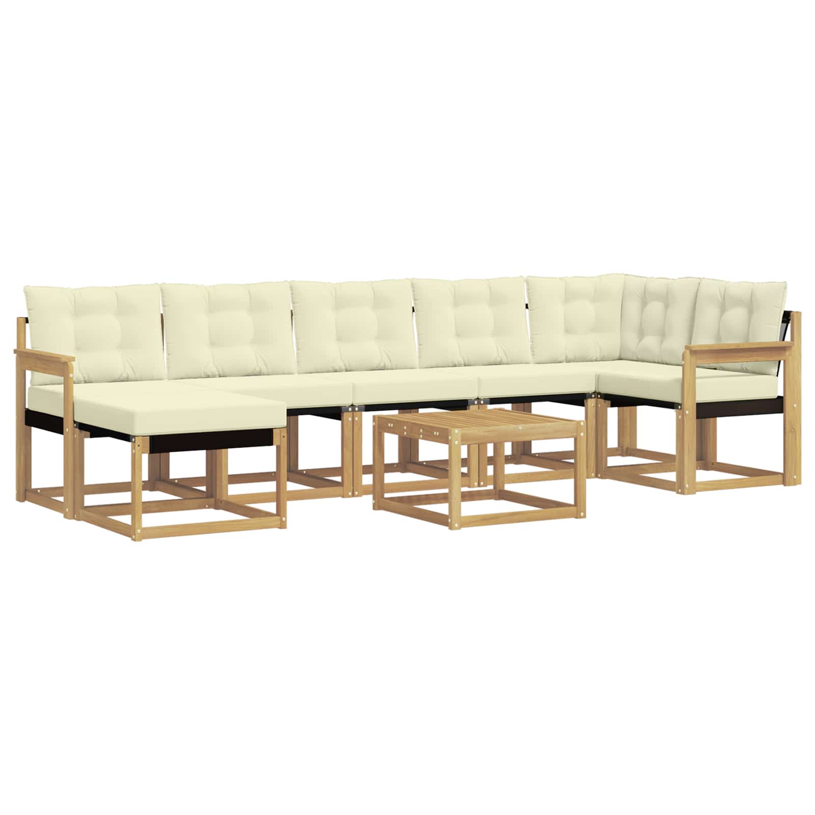 Zunanja garnitura za sedenje z blazino 8 pcs Bela in krem - slika 2