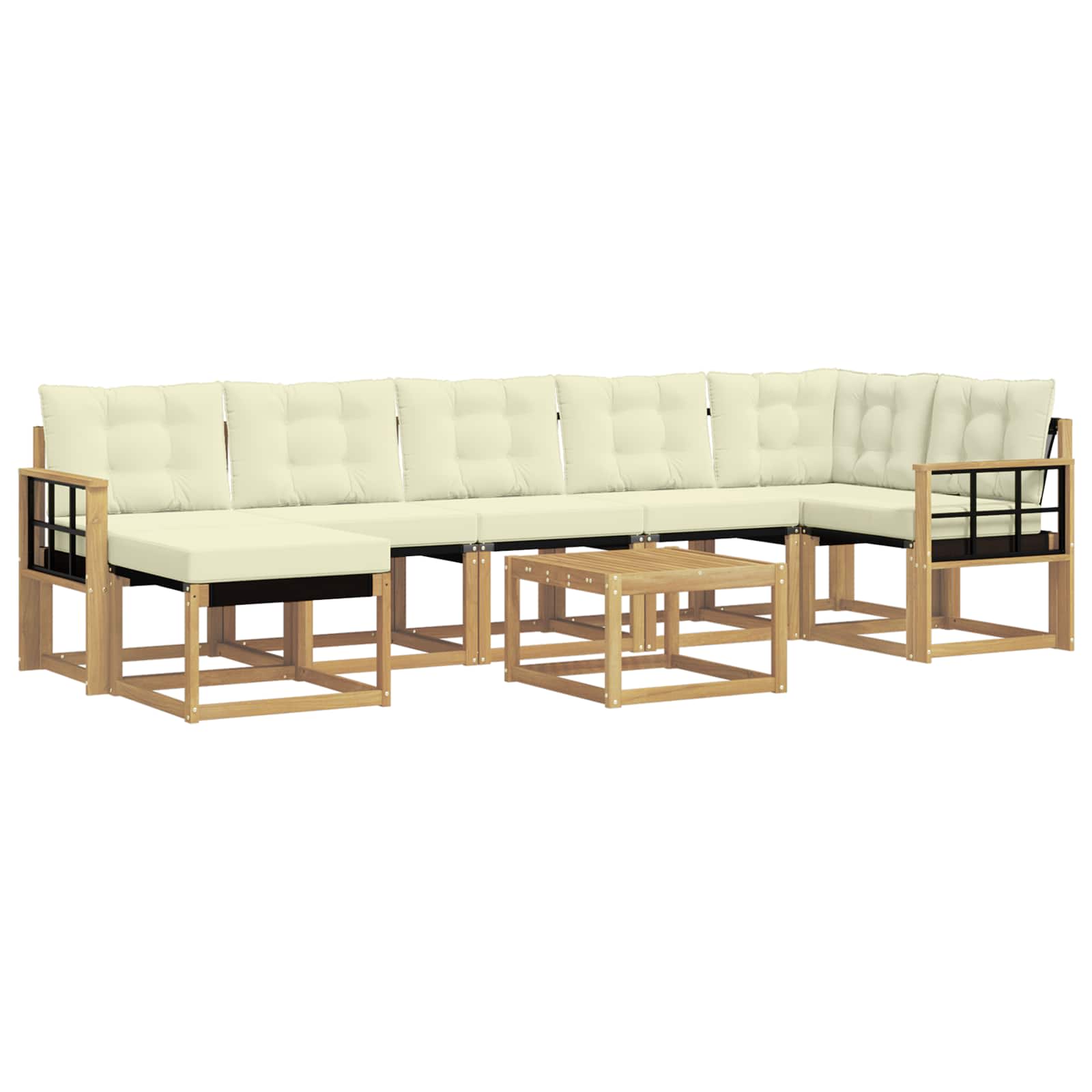 Zunanja garnitura za sedenje z blazino 8 pcs Bela in krem - slika 2