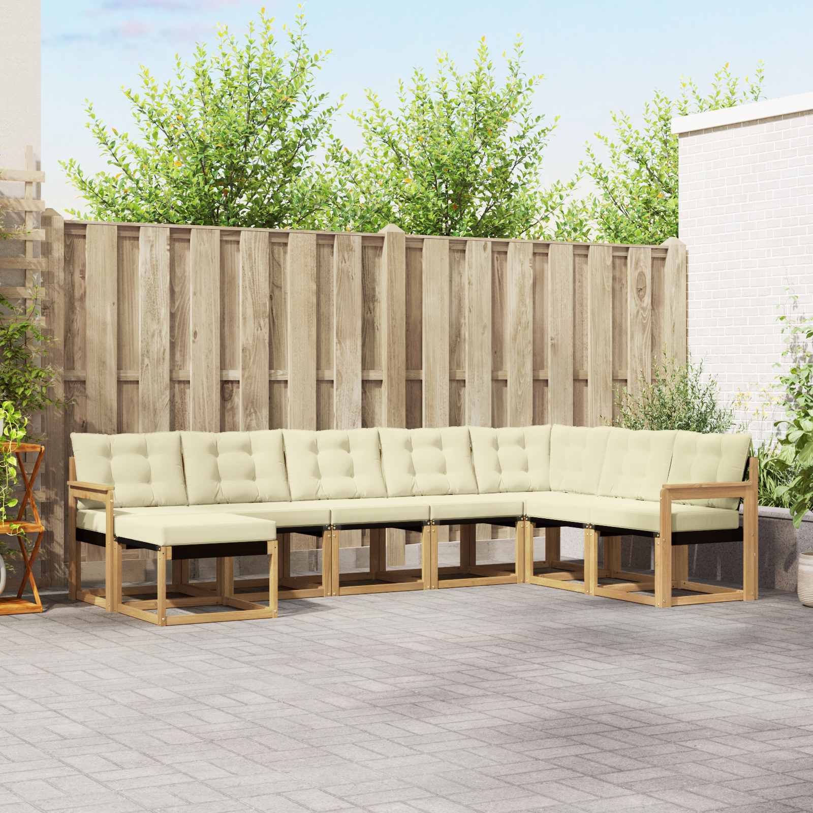 vidaXL Set de canapele de exterior cu pernă 8 pcs Alb și crem