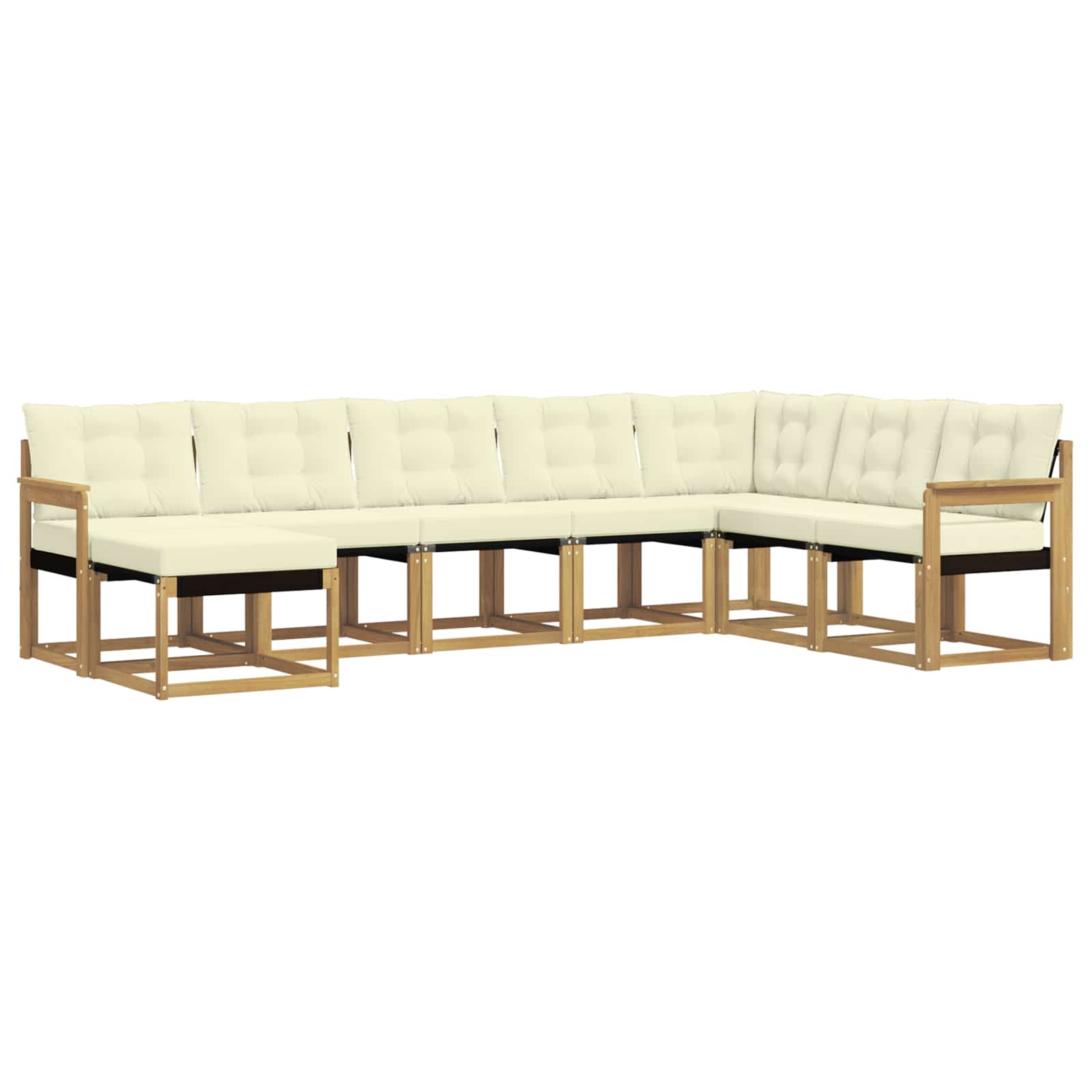 Zunanja garnitura za sedenje z blazino 8 pcs Bela in krem - slika 2