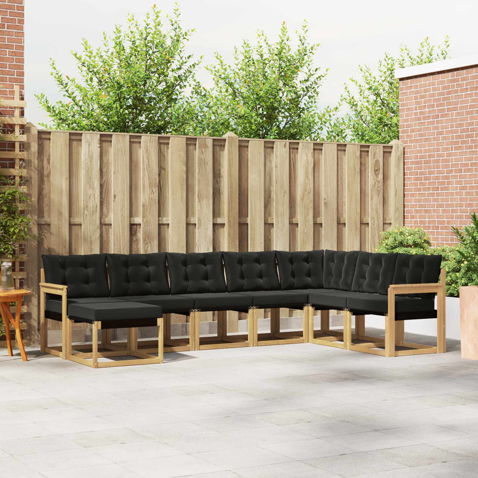 vidaXL Set de canapele de exterior cu pernă 8 pcs Alb și negru