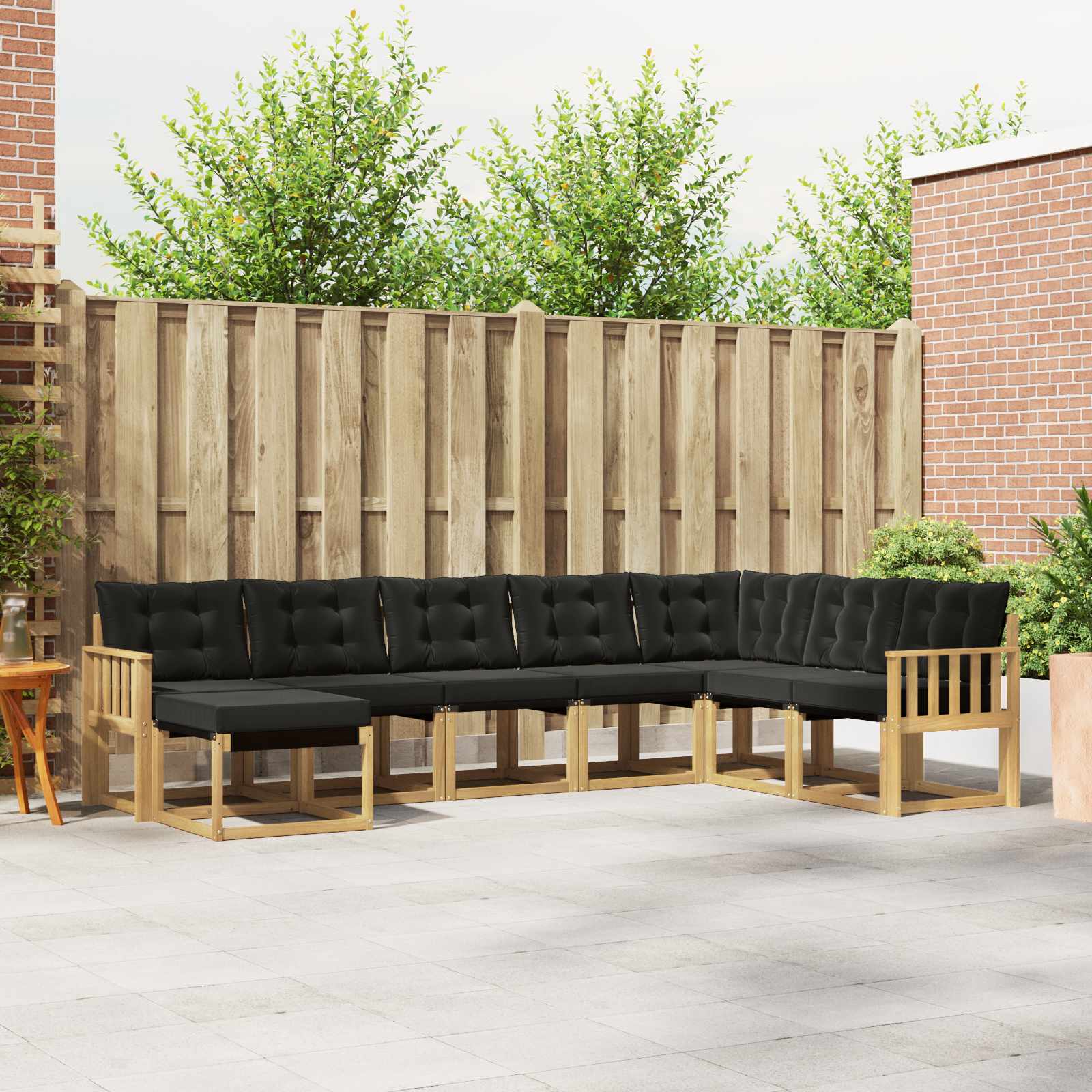 vidaXL Set de canapele de exterior cu pernă 8 pcs Alb și negru