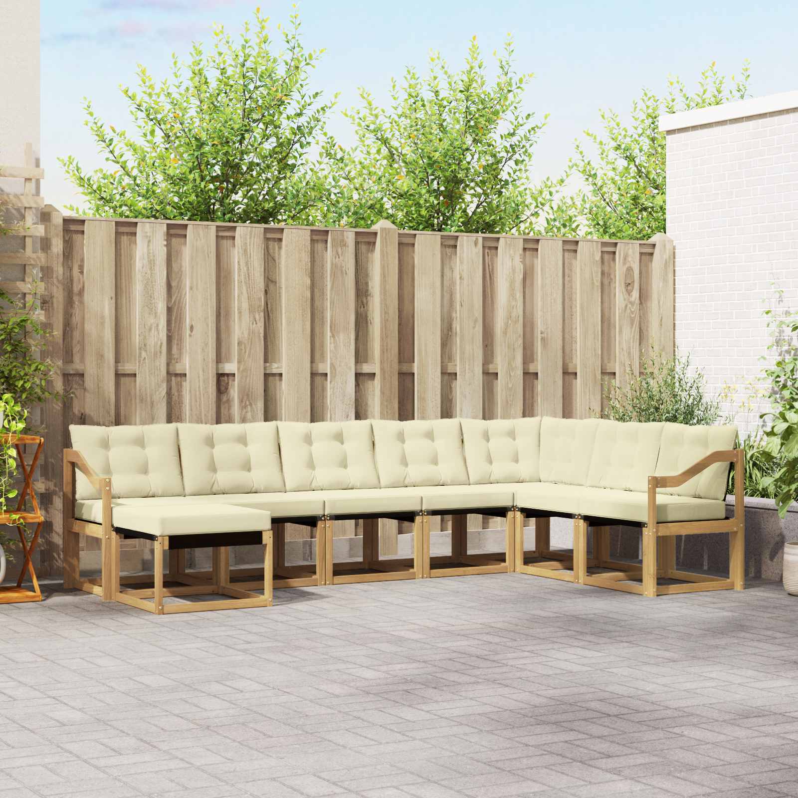 vidaXL Set de canapele de exterior cu pernă 8 pcs Alb și crem