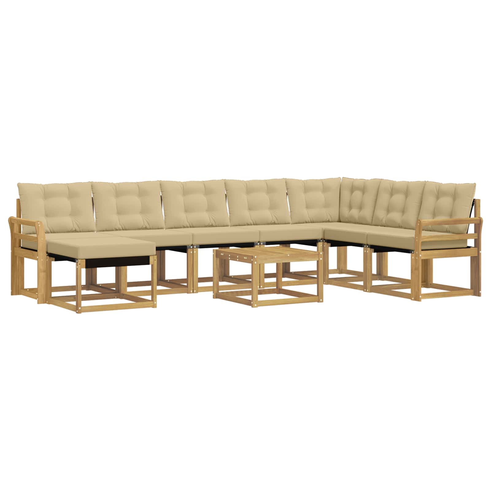 vidaXL Buiten bankenset 9 st 8-zits Wit en Beige, foto 3