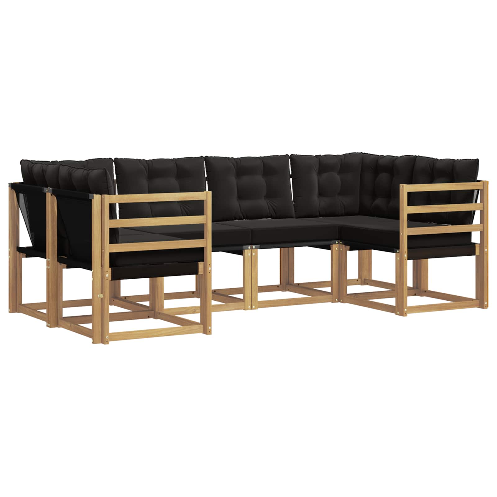 Zunanja garnitura za sedenje z blazino 6 pcs Bela in črna - slika 2