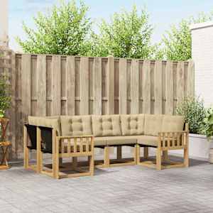 Venkovní pohovková souprava s polštářem 6 pcs Bílá a béžová - obrázek 1